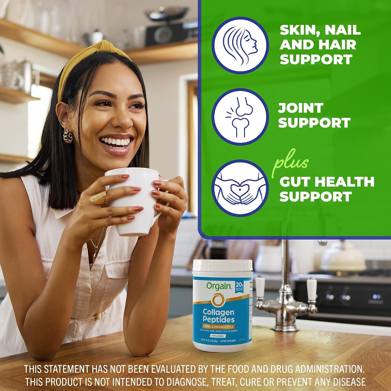image:imageOrgain 20g Collagen Peptides Prebiotic amp Probiotics Powder 1lb1 Pound Pack of 1