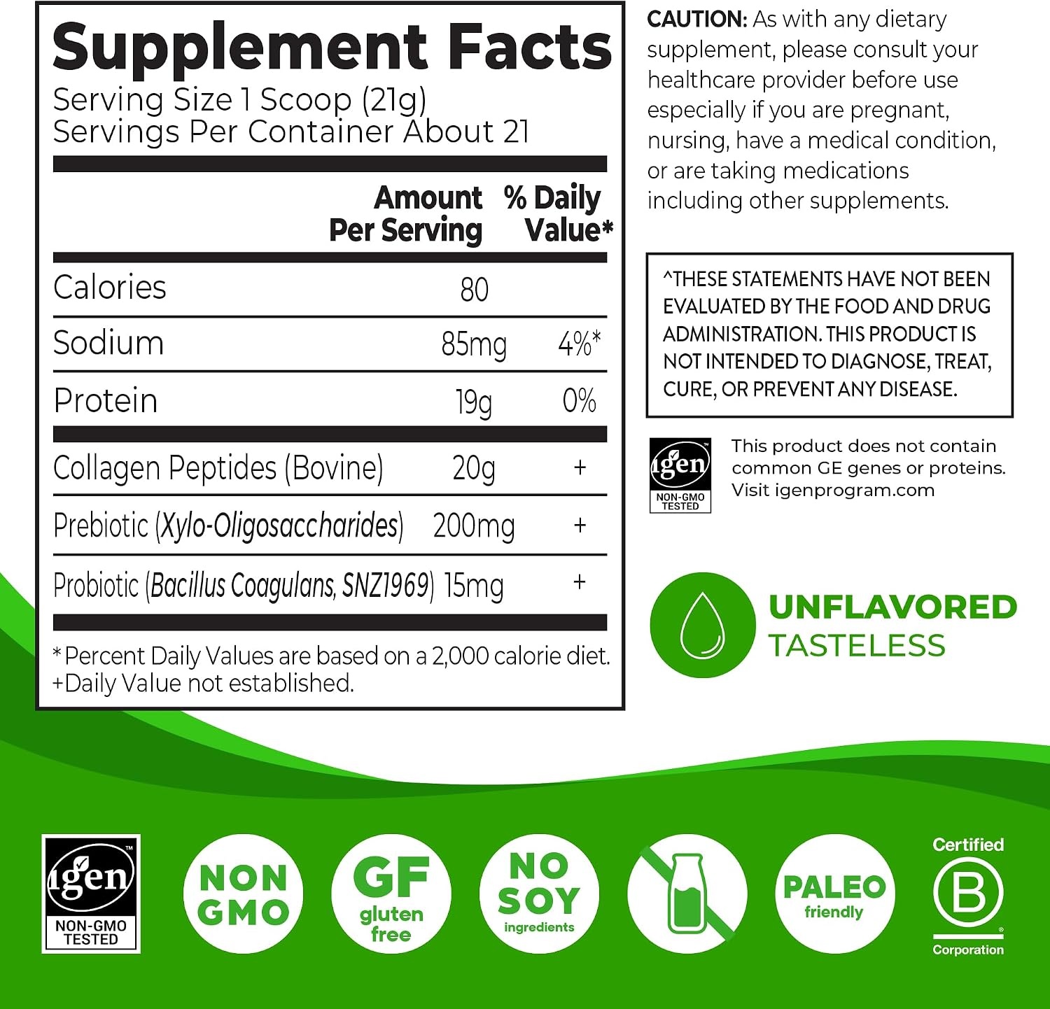 image:imageOrgain 20g Collagen Peptides Prebiotic amp Probiotics Powder 1lb1 Pound Pack of 1