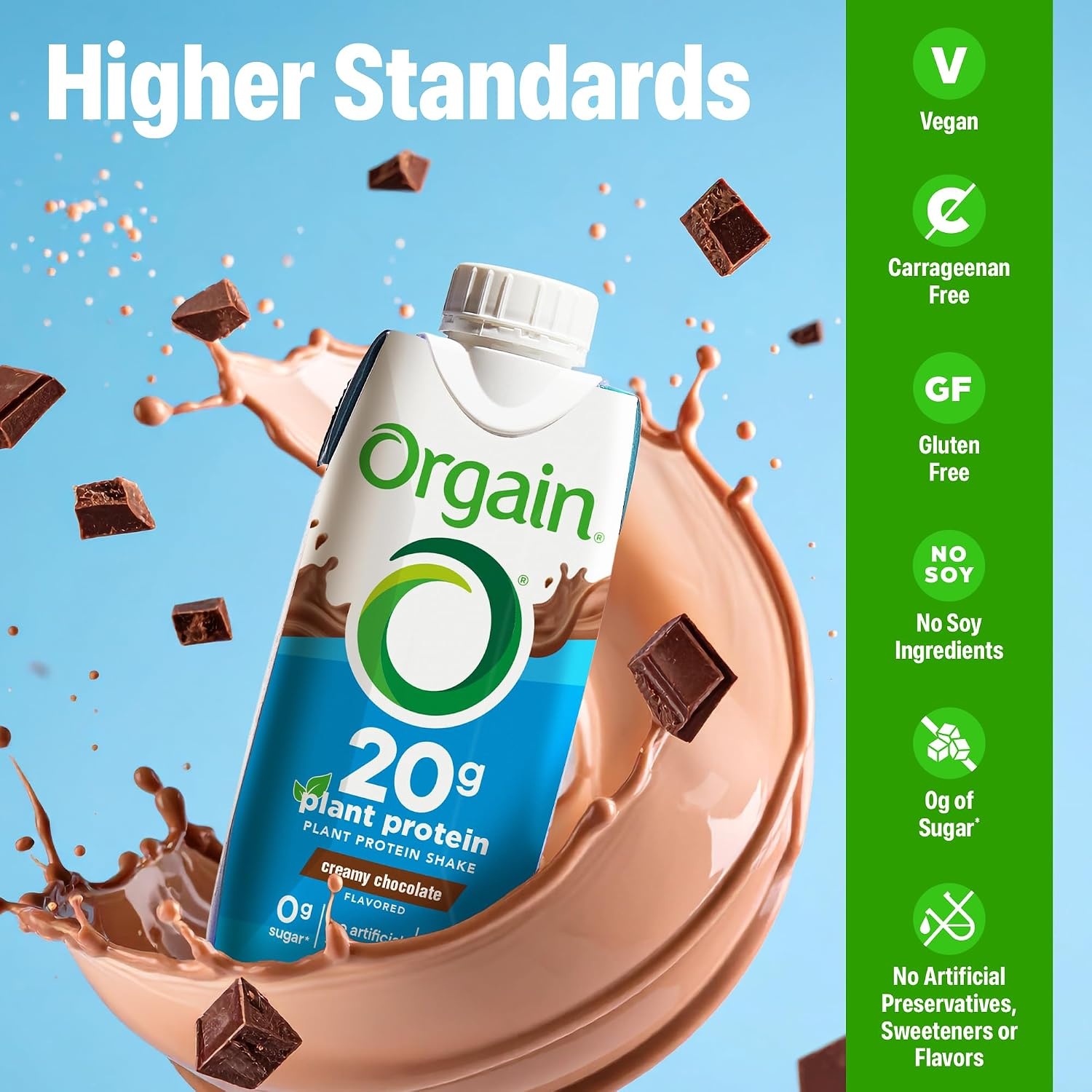 image:imageOrgain 20g Vegan Protein Shake 50 Superfoods Chocolate 11 oz 12pkPlant Protein