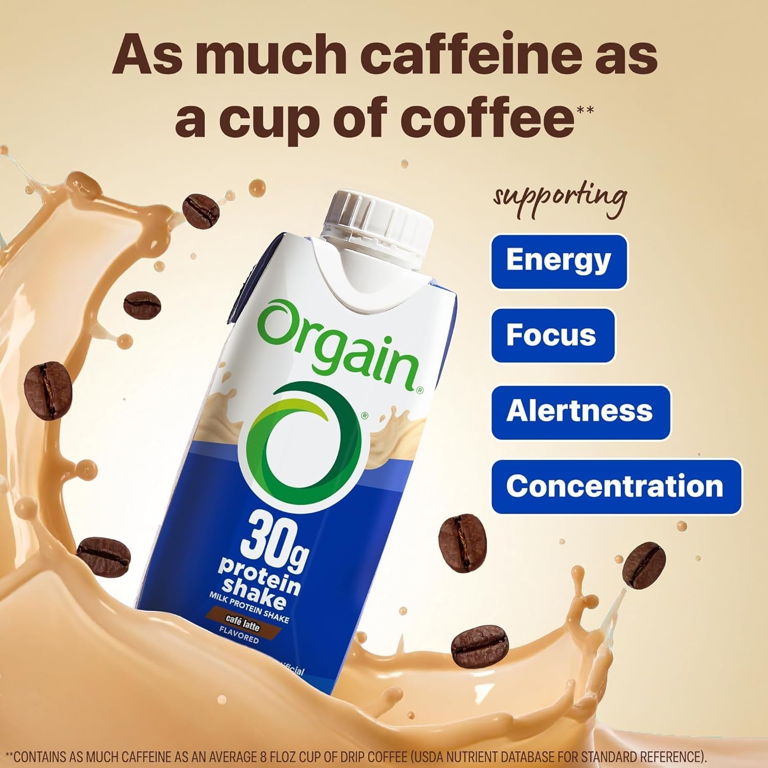 image:imageOrgain 30g High Protein Dairy Shake 5g BCAAs Caf Latte 11 oz 12pkCafe Latte