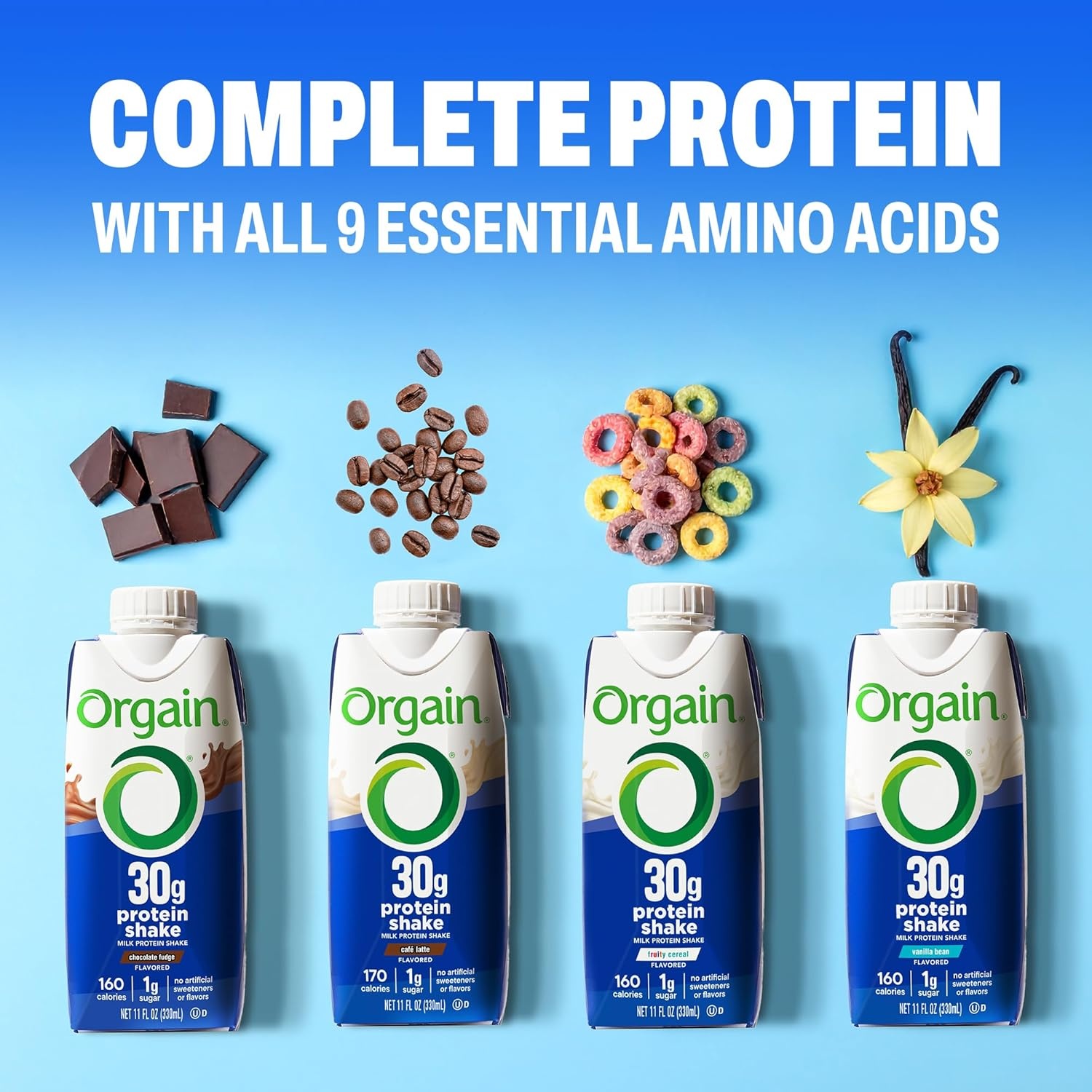 image:imageOrgain 30g High Protein Dairy Shake 5g BCAAs Caf Latte 11 oz 12pkCafe Latte