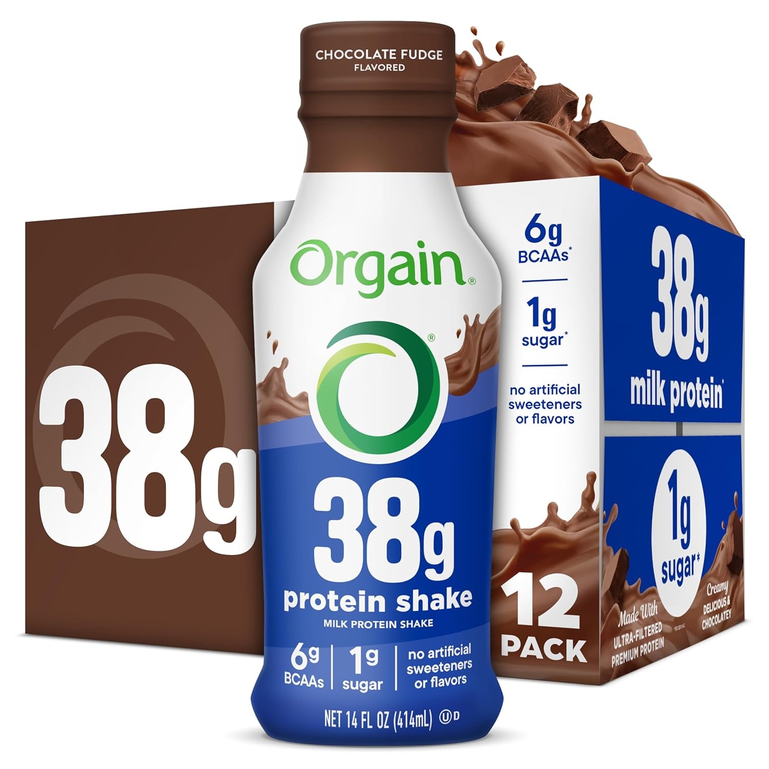 image:imageOrgain 30g High Protein Dairy Shake 5g BCAAs Caf Latte 11 oz 12pkChocolate Fudge