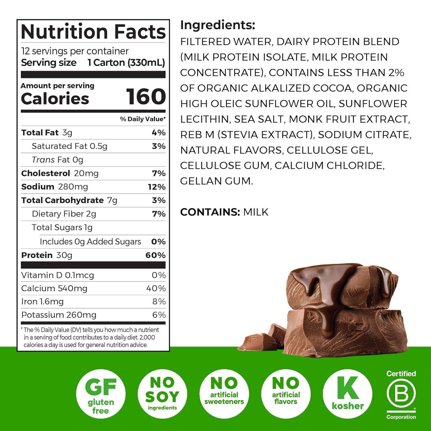 image:imageOrgain 30g High Protein Dairy Shake 5g BCAAs Caf Latte 11 oz 12pkChocolate Fudge