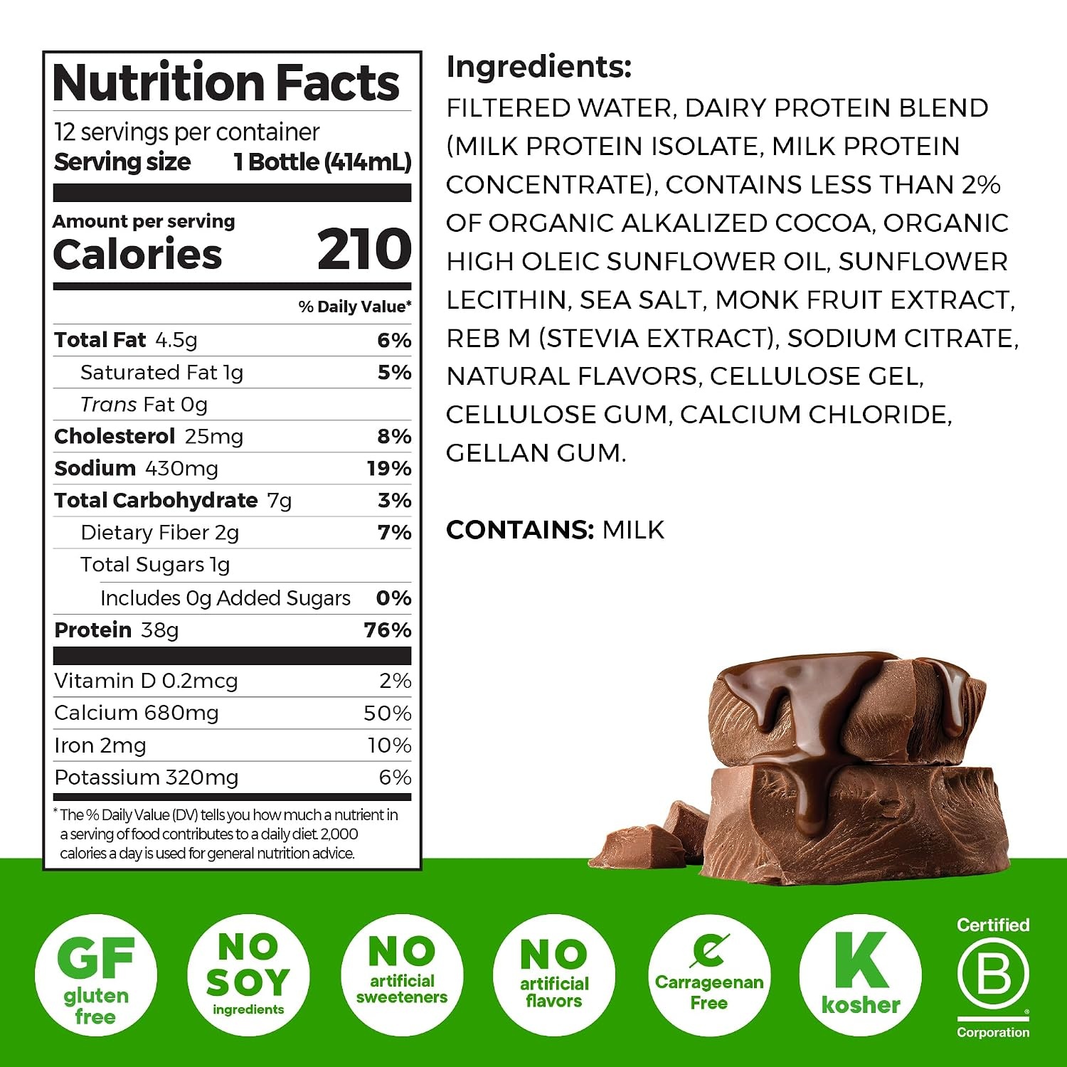 image:imageOrgain 30g High Protein Dairy Shake 5g BCAAs Caf Latte 11 oz 12pkChocolate Fudge