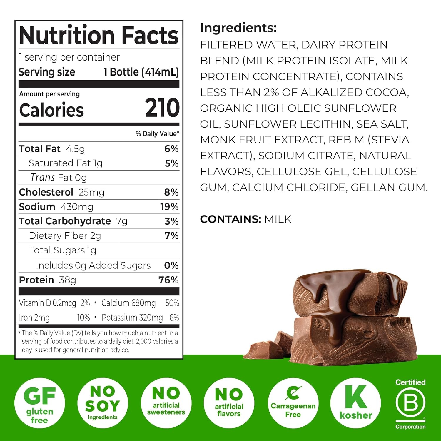 image:imageOrgain 30g High Protein Dairy Shake 5g BCAAs Caf Latte 11 oz 12pkChocolate Fudge