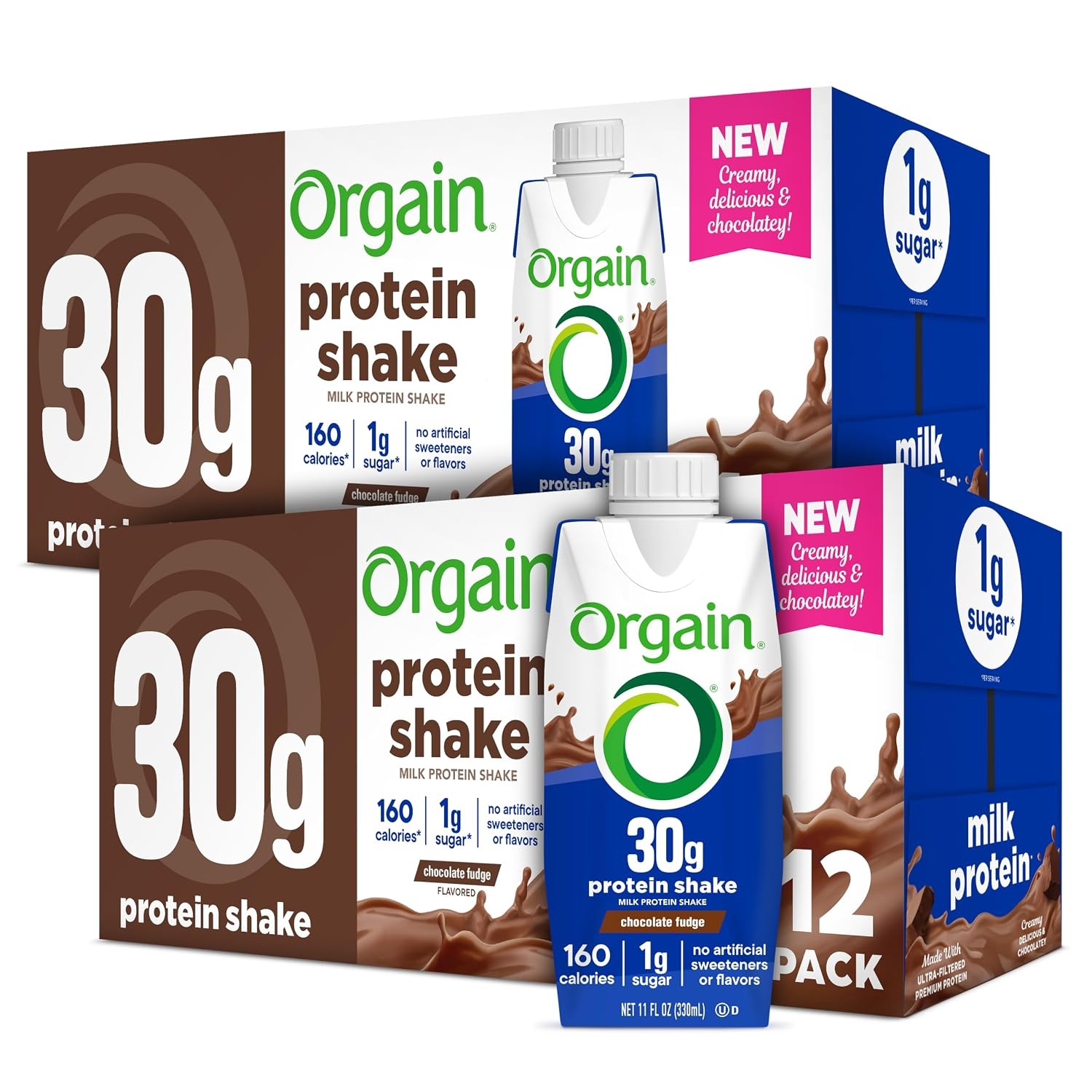 image:imageOrgain 30g High Protein Dairy Shake 5g BCAAs Caf Latte 11 oz 12pkChocolate Fudge