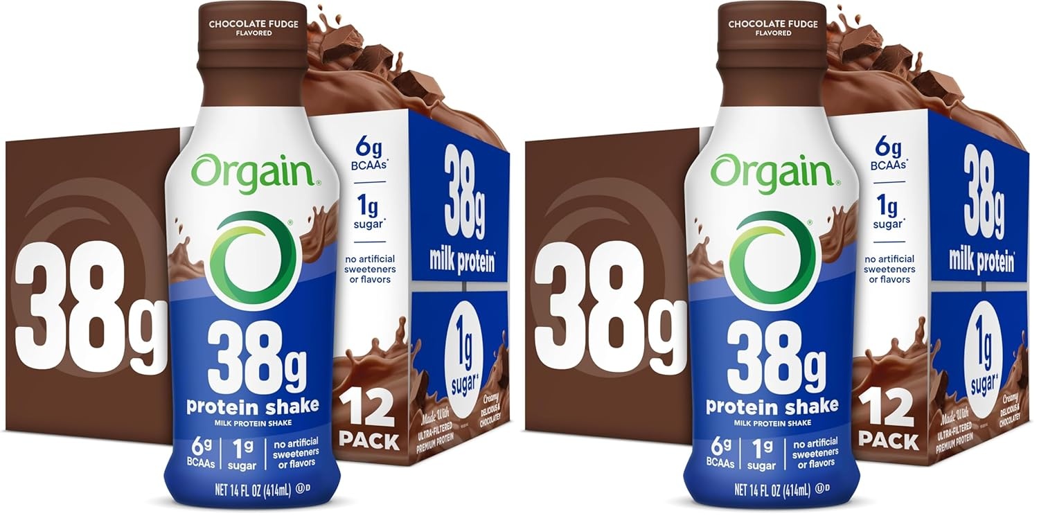 image:imageOrgain 30g High Protein Dairy Shake 5g BCAAs Caf Latte 11 oz 12pkChocolate Fudge