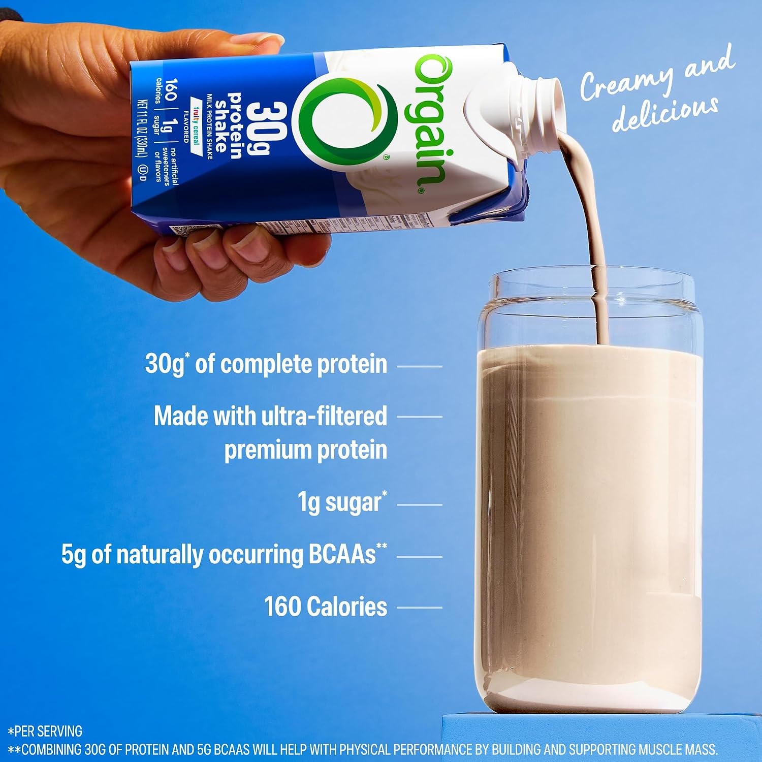 image:imageOrgain 30g High Protein Dairy Shake 5g BCAAs Caf Latte 11 oz 12pkFruity Cereal