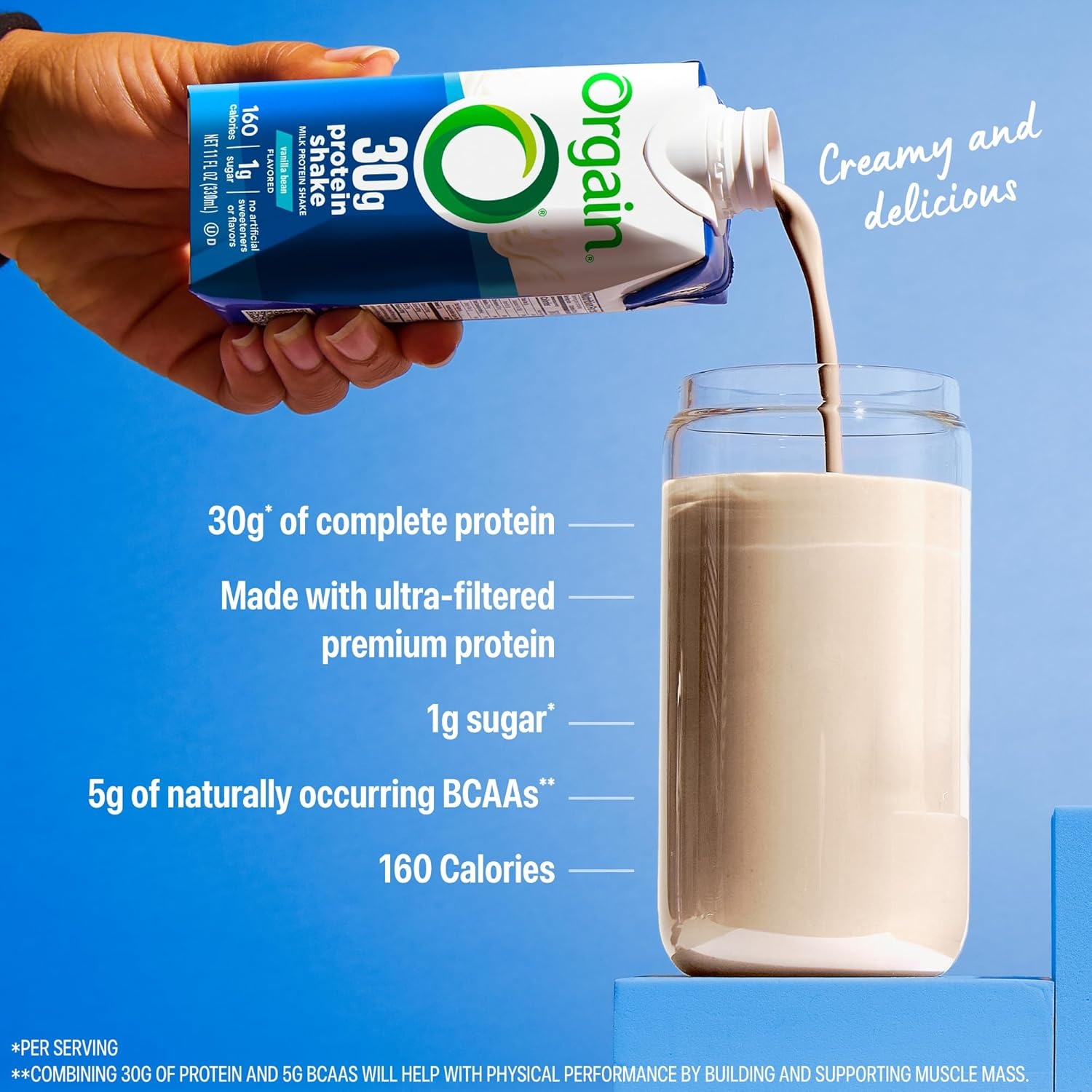 image:imageOrgain 30g High Protein Dairy Shake 5g BCAAs Caf Latte 11 oz 12pkVanilla