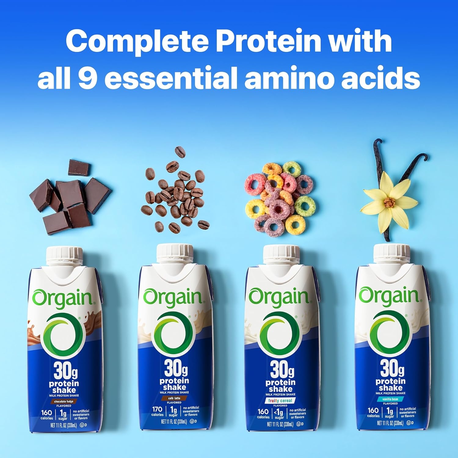 image:imageOrgain 30g High Protein Dairy Shake 5g BCAAs Caf Latte 11 oz 12pkVanilla