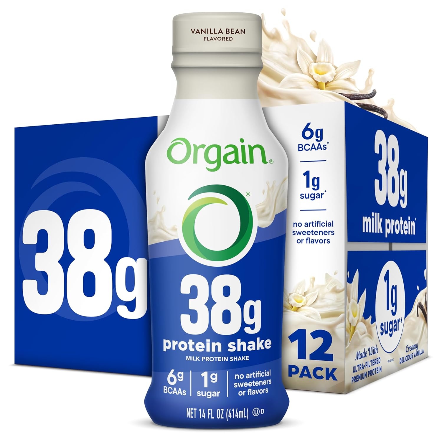 image:imageOrgain 30g High Protein Dairy Shake 5g BCAAs Caf Latte 11 oz 12pkVanilla