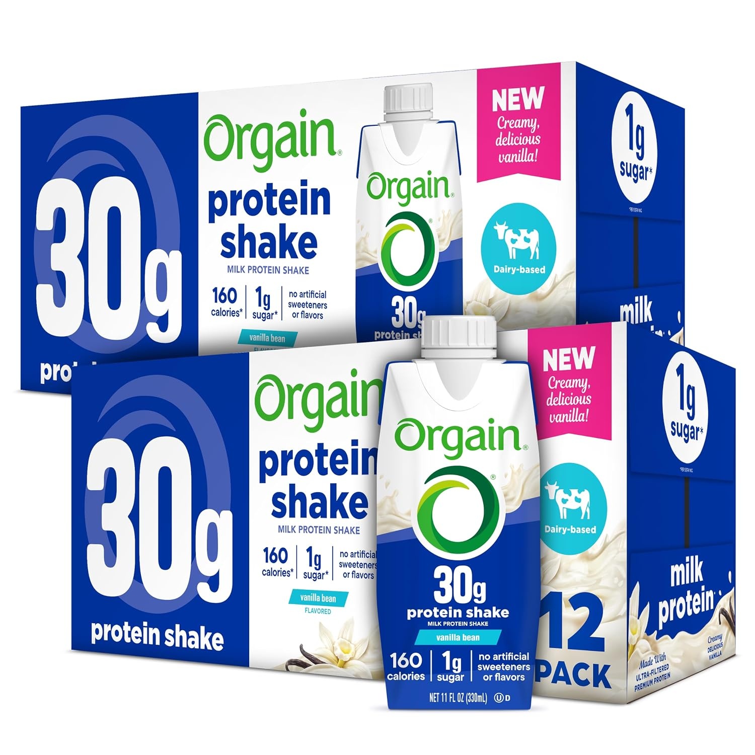 image:imageOrgain 30g High Protein Dairy Shake 5g BCAAs Caf Latte 11 oz 12pkVanilla