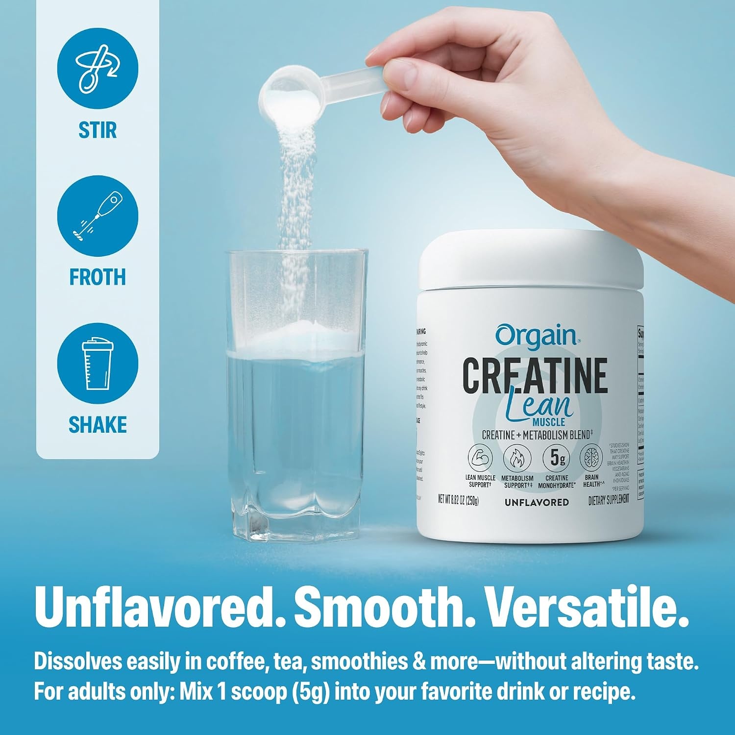 image:imageOrgain 5g Creatine Monohydrate Lean Muscle Powder Unflavored 882oz882 Ounce Pack of 1