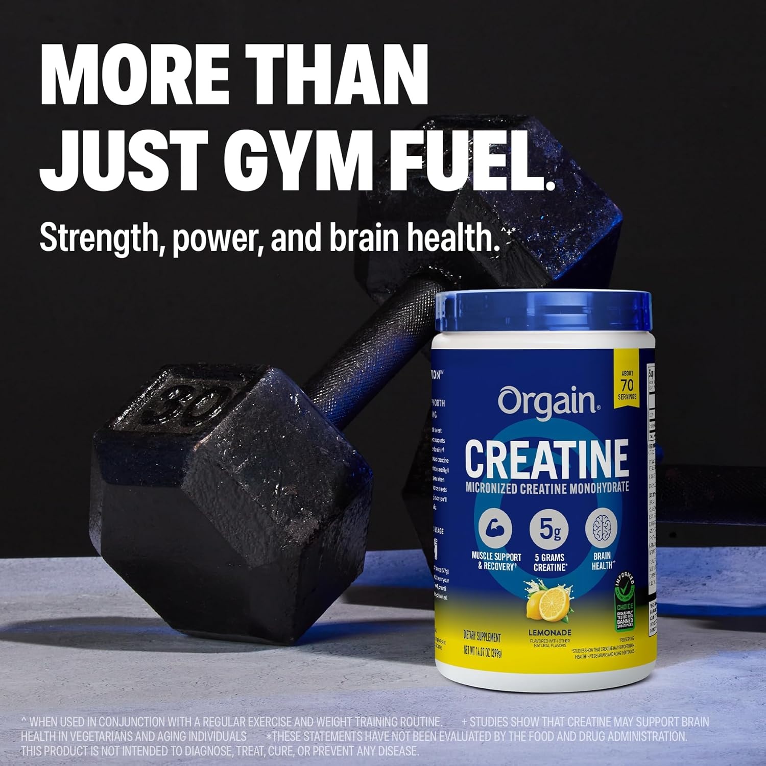image:imageOrgain 5g Creatine Monohydrate Micronized Powder Unflavored 30 SticksPowder