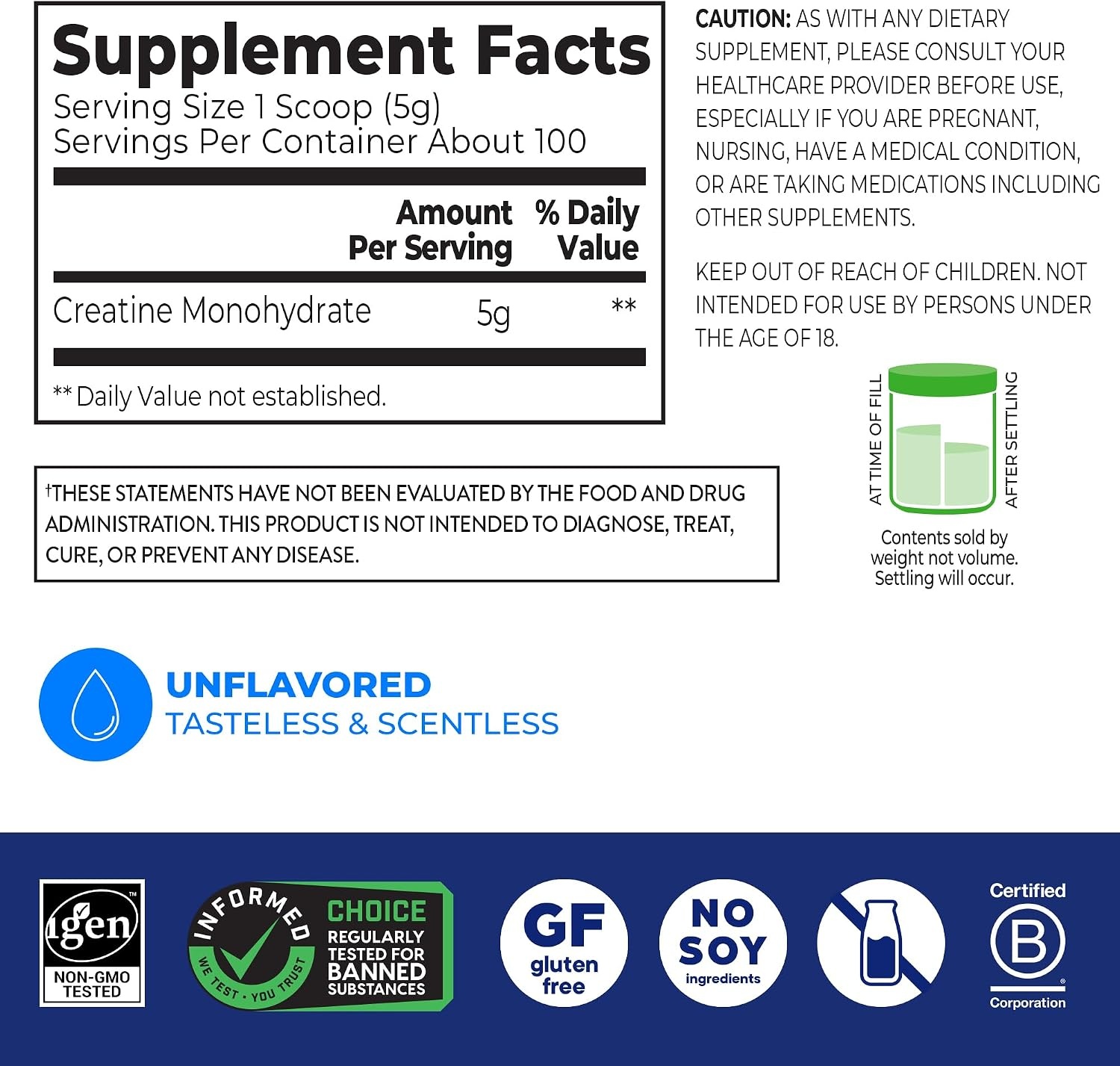 image:imageOrgain 5g Creatine Monohydrate Micronized Powder Unflavored 30 SticksPowder