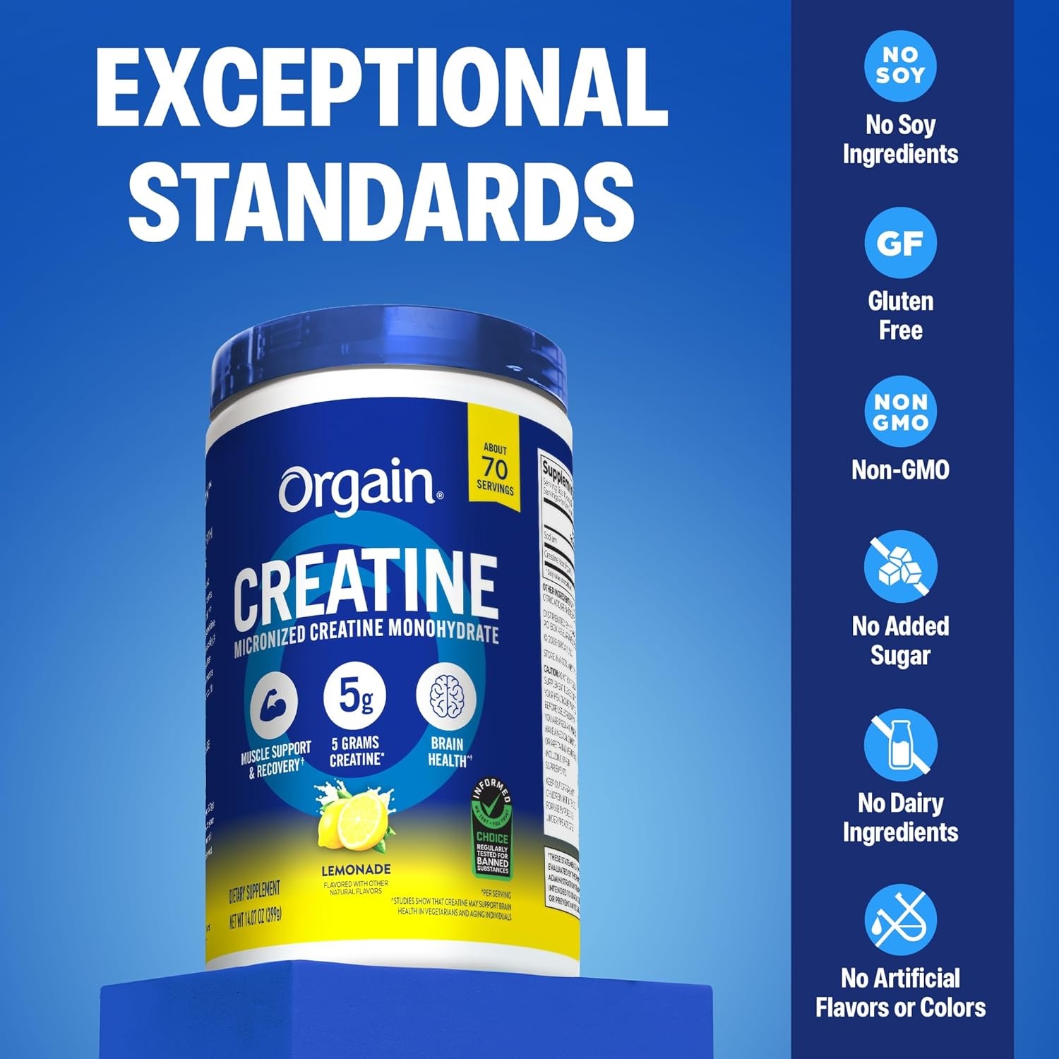 image:imageOrgain 5g Creatine Monohydrate Micronized Powder Unflavored 30 SticksPowder