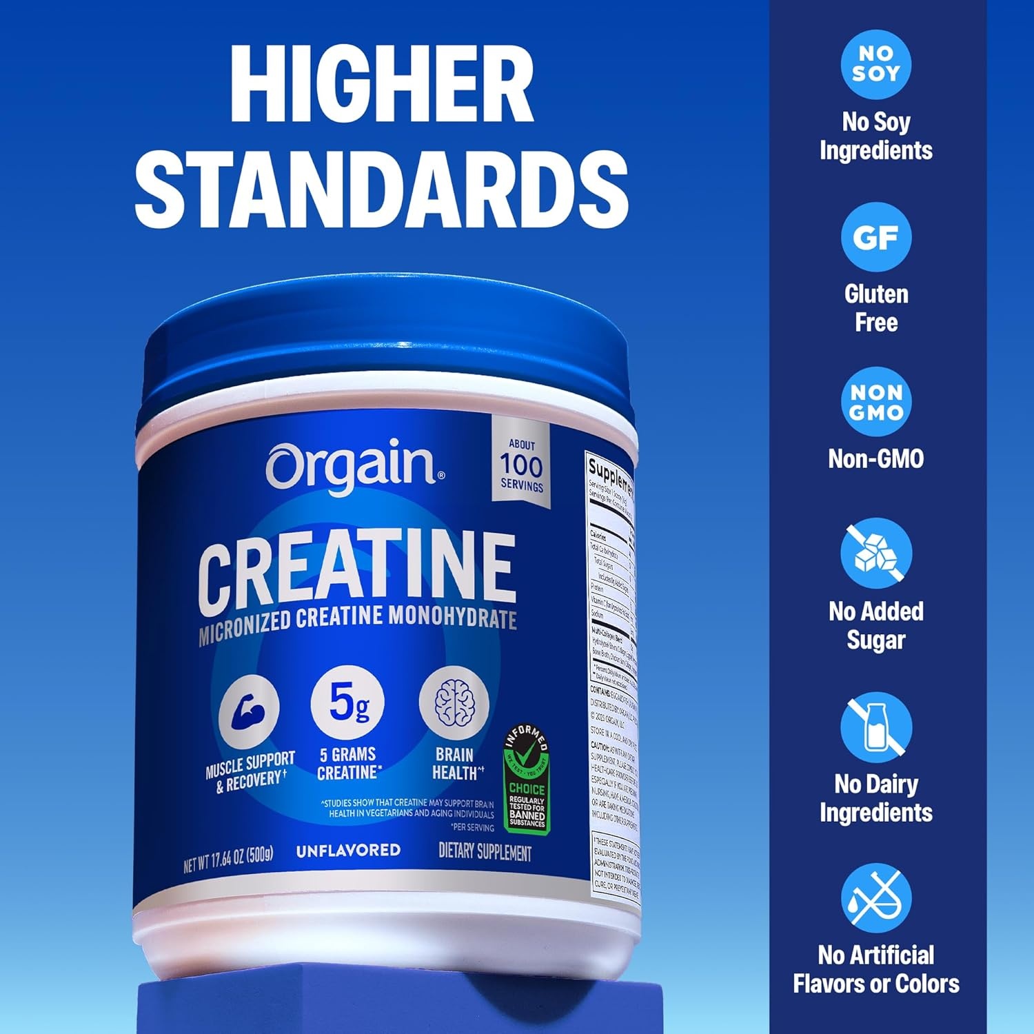 image:imageOrgain 5g Creatine Monohydrate Micronized Powder Unflavored 30 SticksPowder