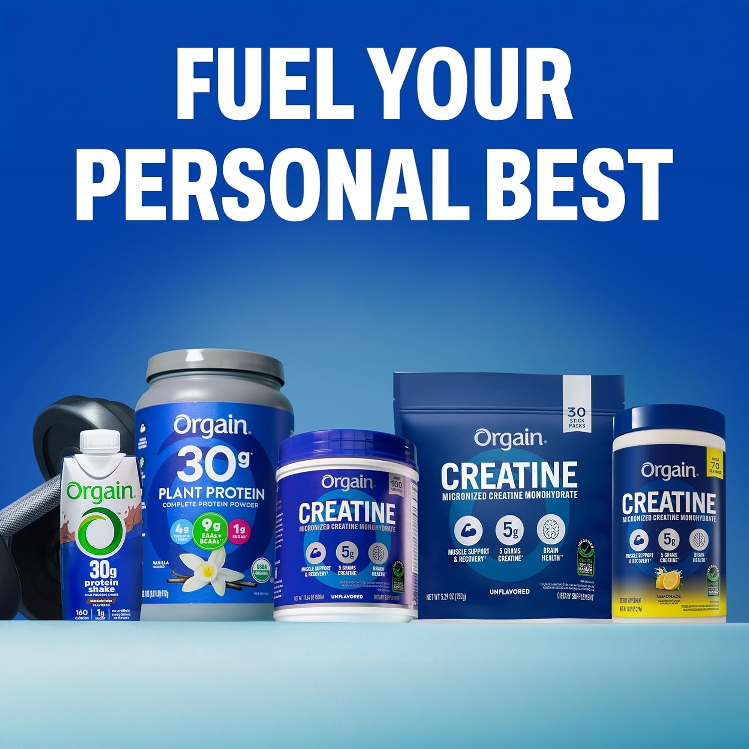image:imageOrgain 5g Creatine Monohydrate Micronized Powder Unflavored 30 SticksTravel Packs