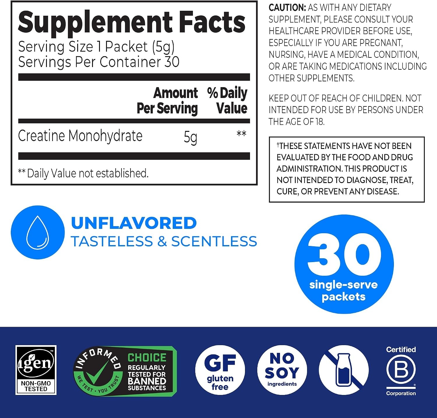 image:imageOrgain 5g Creatine Monohydrate Micronized Powder Unflavored 30 SticksTravel Packs