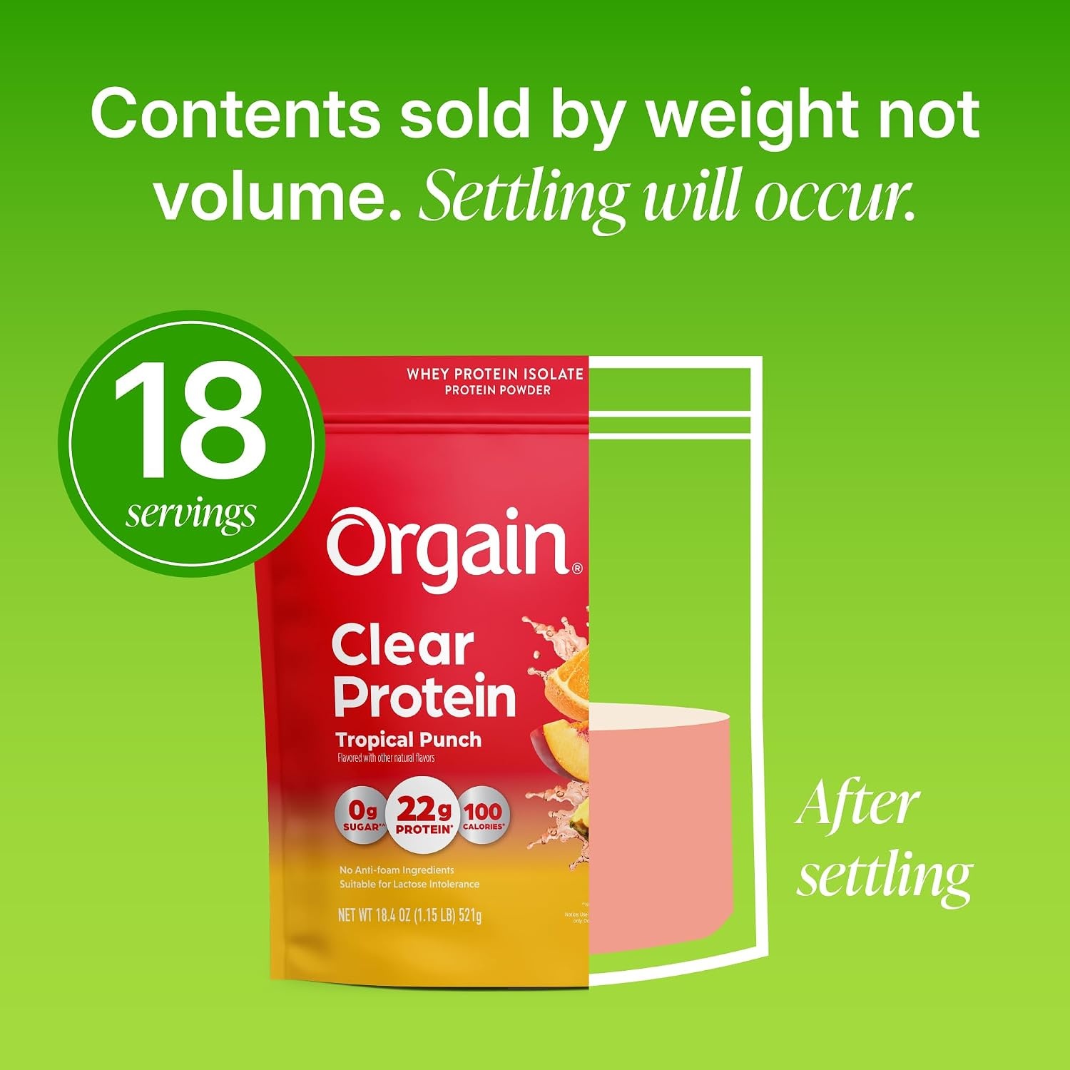 image:imageOrgain Clear Whey Isolate 22g Protein Powder Tropical Punch 18 ServingsTropical Punch