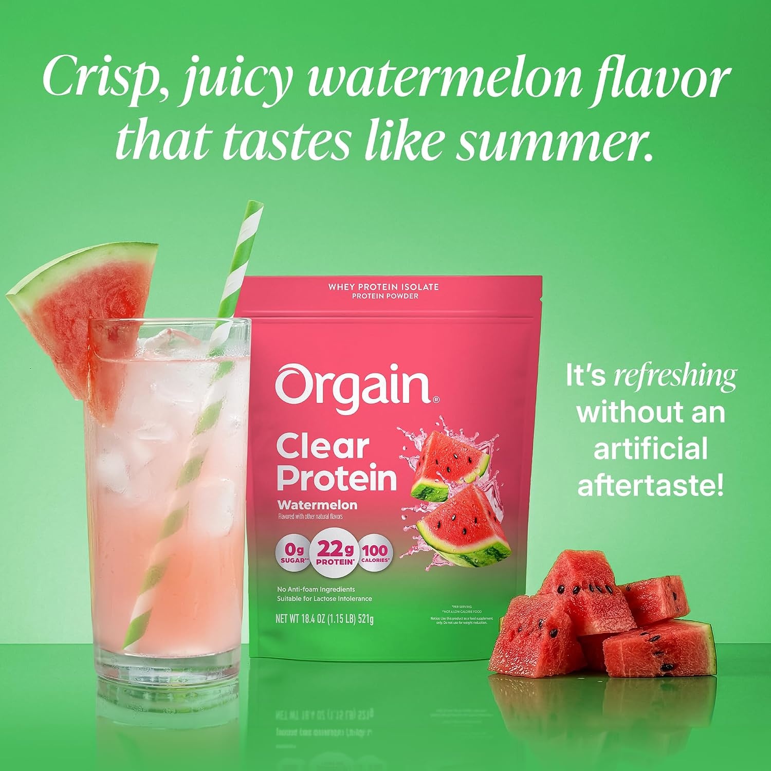 image:imageOrgain Clear Whey Isolate 22g Protein Powder Tropical Punch 18 ServingsWatermelon