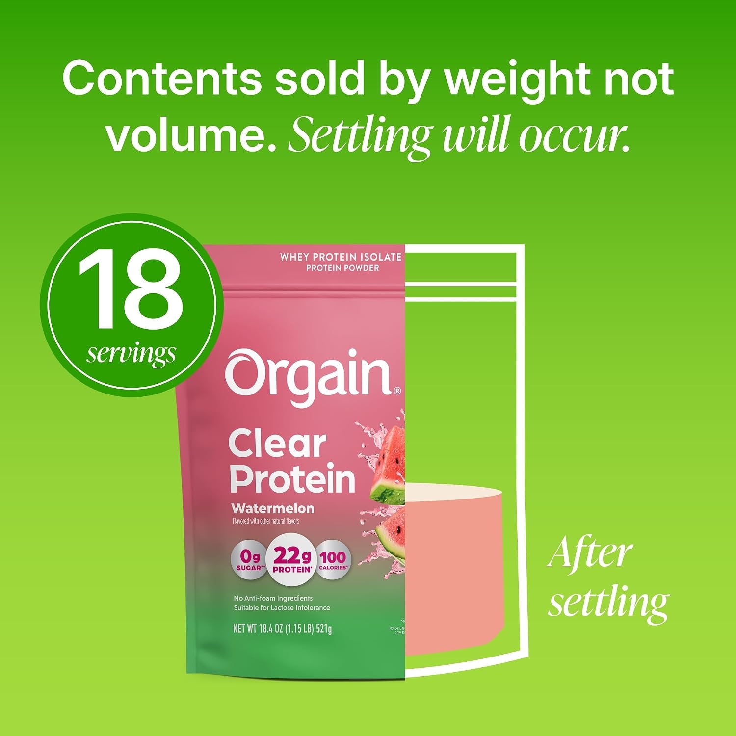 image:imageOrgain Clear Whey Isolate 22g Protein Powder Tropical Punch 18 ServingsWatermelon