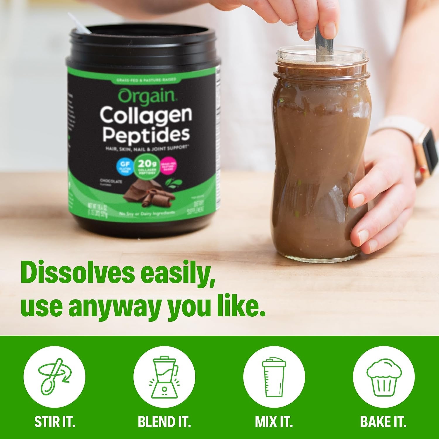 image:imageOrgain Hydrolyzed Collagen Peptides Powder For Women amp Men 20g Grass Fed Collagen Unflavored Hair Skin Nail amp Joint Support Supplement Paleo amp Keto NonGMO Type I and III 1lbChocolate