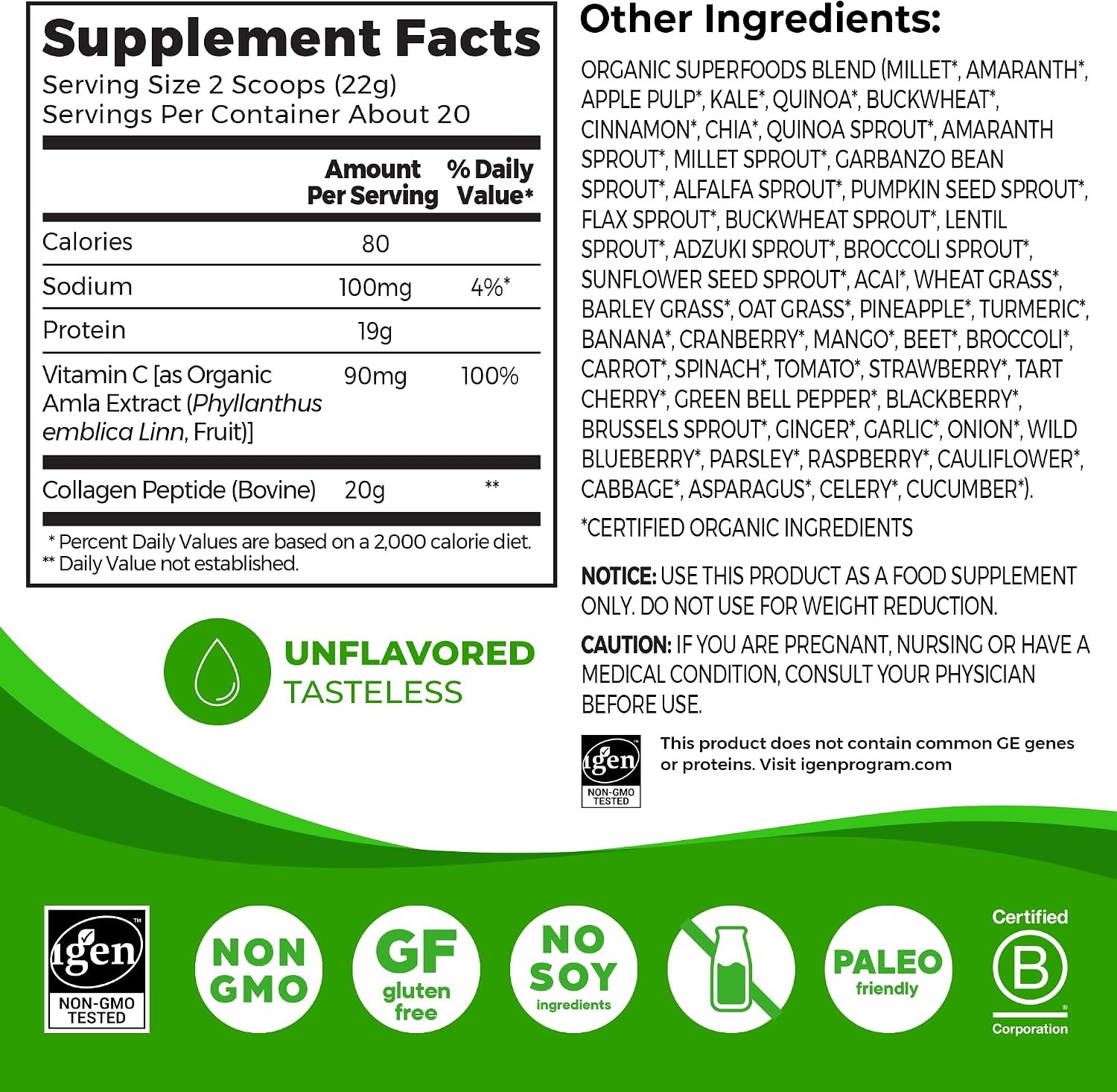image:imageOrgain Hydrolyzed Collagen Peptides Powder For Women amp Men 20g Grass Fed Collagen Unflavored Hair Skin Nail amp Joint Support Supplement Paleo amp Keto NonGMO Type I and III 1lbCollagen Superfoods