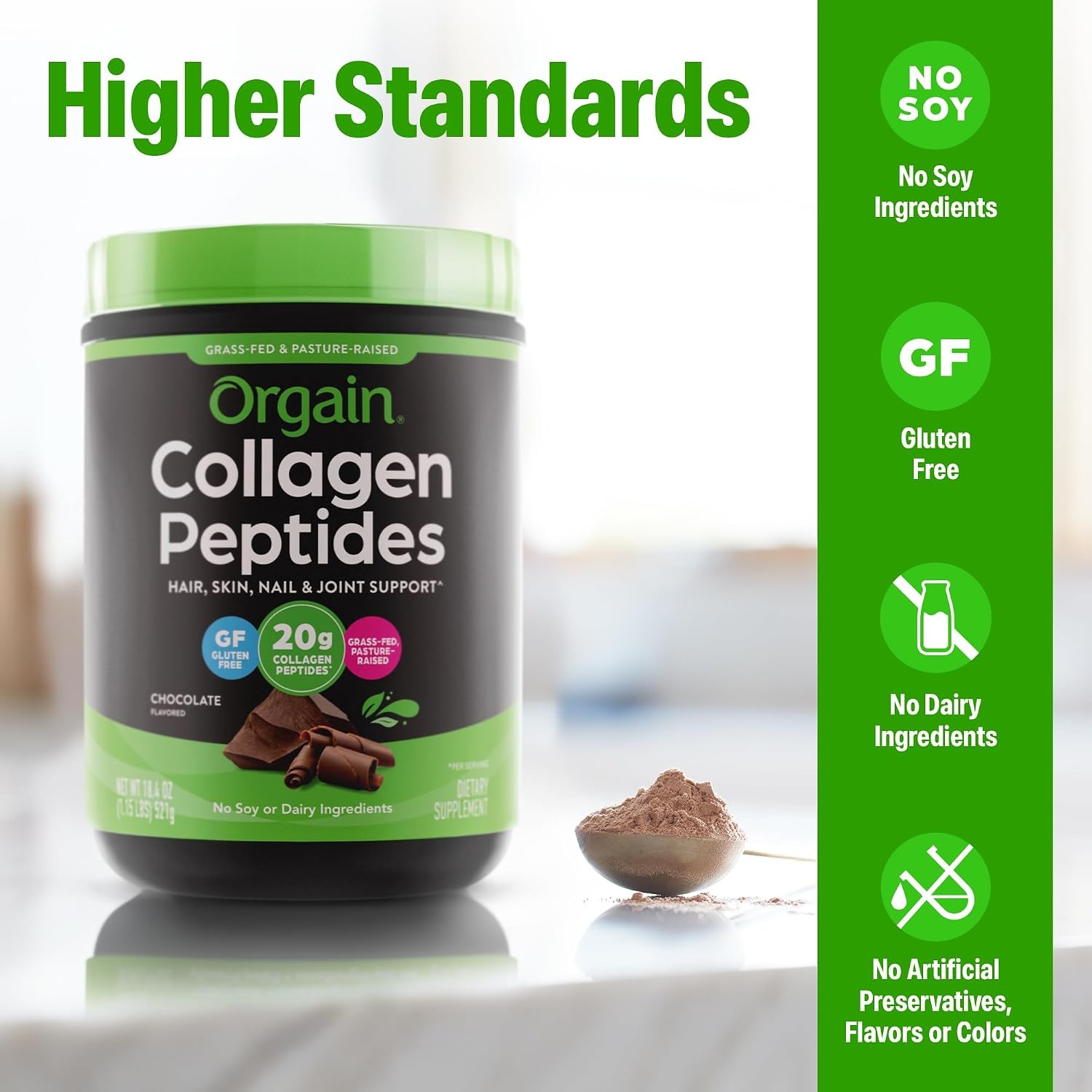 image:imageOrgain Hydrolyzed Collagen Peptides Powder For Women amp Men 20g Grass Fed Collagen Unflavored Hair Skin Nail amp Joint Support Supplement Paleo amp Keto NonGMO Type I and III 1lbChocolate