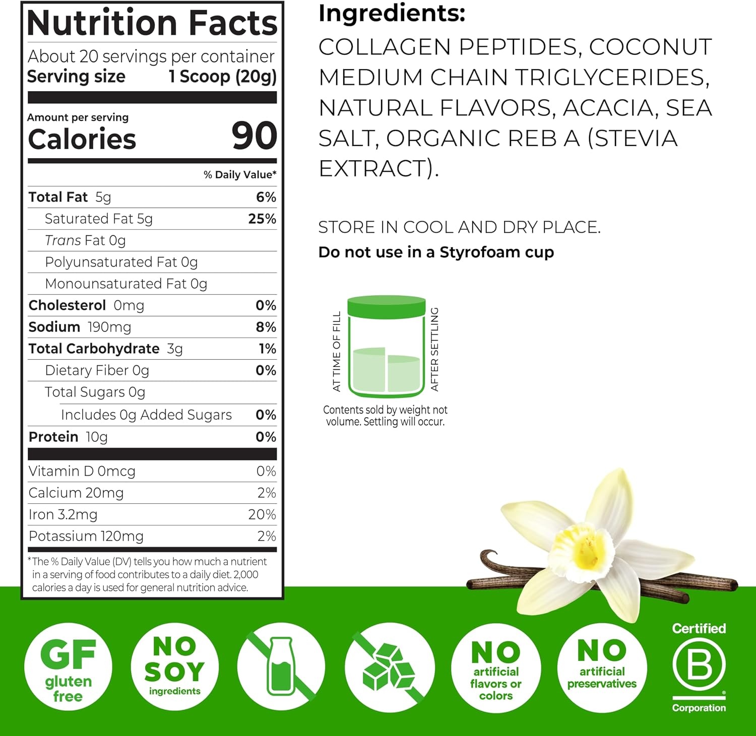 image:imageOrgain Keto Collagen Protein Powder Chocolate 10g Grass Fed Hydrolyzed Collagen Peptides for Women amp Men Type I amp III 5g MCT Oil Hair Skin Nail amp Joint Support NonGMO Gluten Free 088lbVanilla