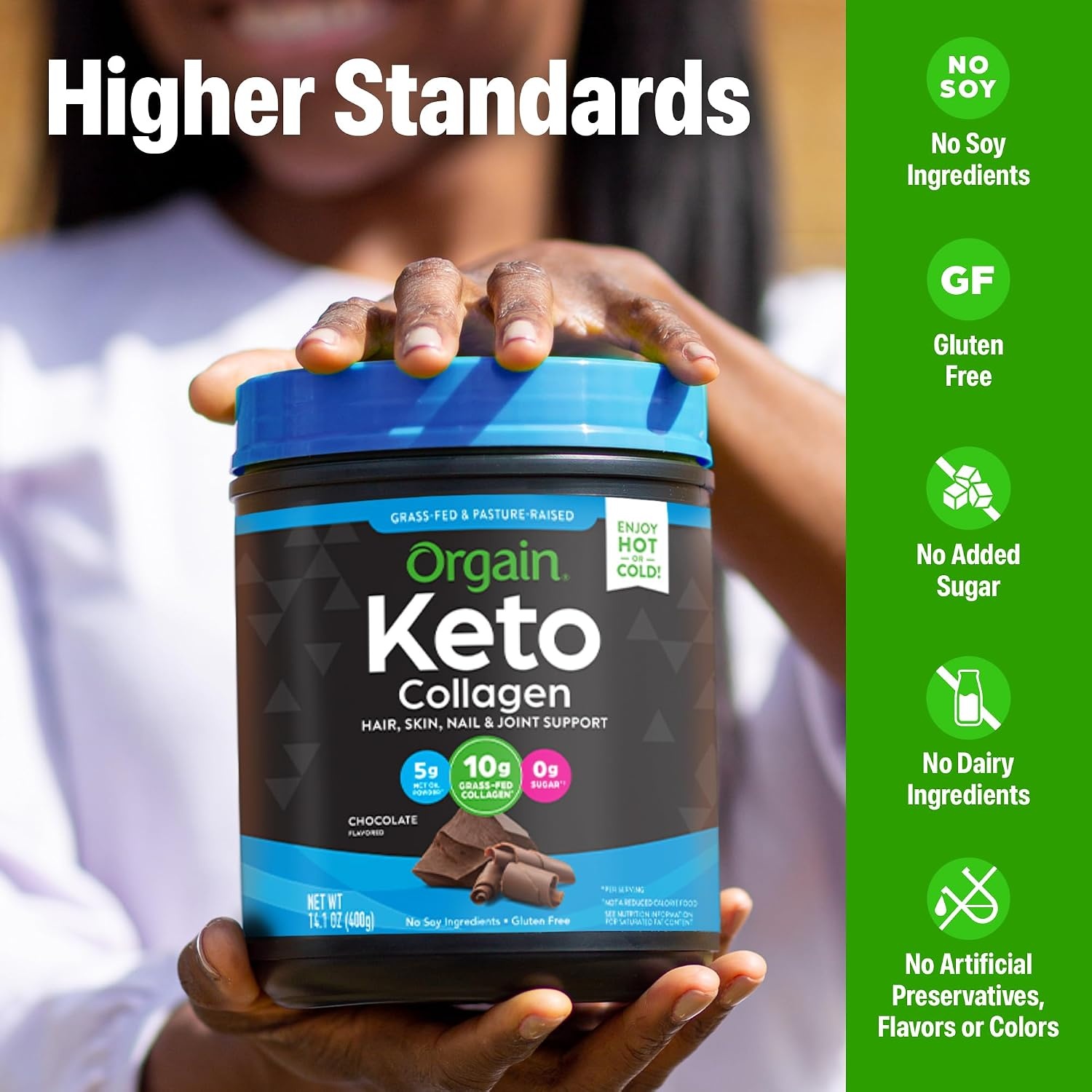 image:imageOrgain Keto Collagen Protein Powder Chocolate 10g Grass Fed Hydrolyzed Collagen Peptides for Women amp Men Type I amp III 5g MCT Oil Hair Skin Nail amp Joint Support NonGMO Gluten Free 088lbChocolate