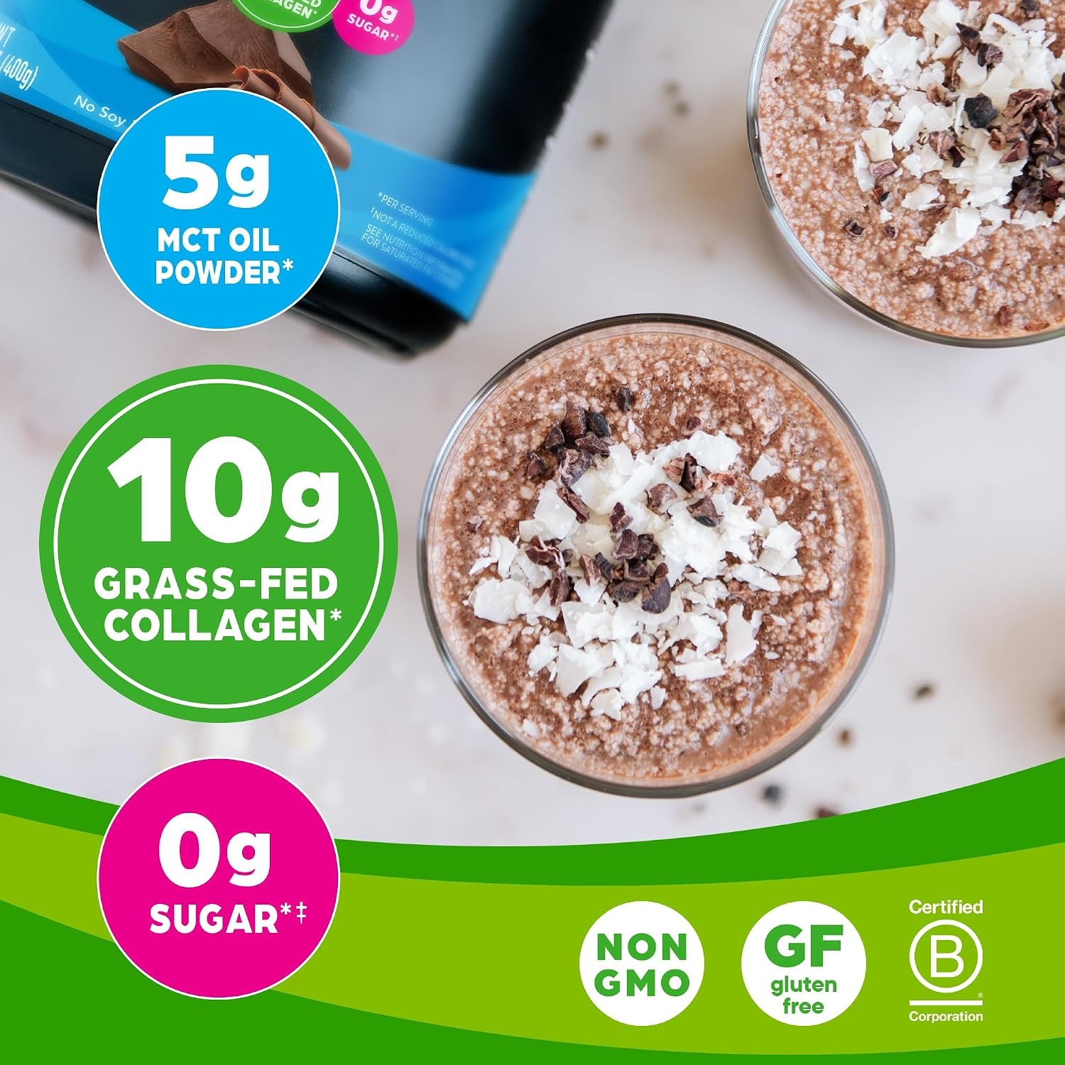 image:imageOrgain Keto Collagen Protein Powder Chocolate 10g Grass Fed Hydrolyzed Collagen Peptides for Women amp Men Type I amp III 5g MCT Oil Hair Skin Nail amp Joint Support NonGMO Gluten Free 088lbChocolate