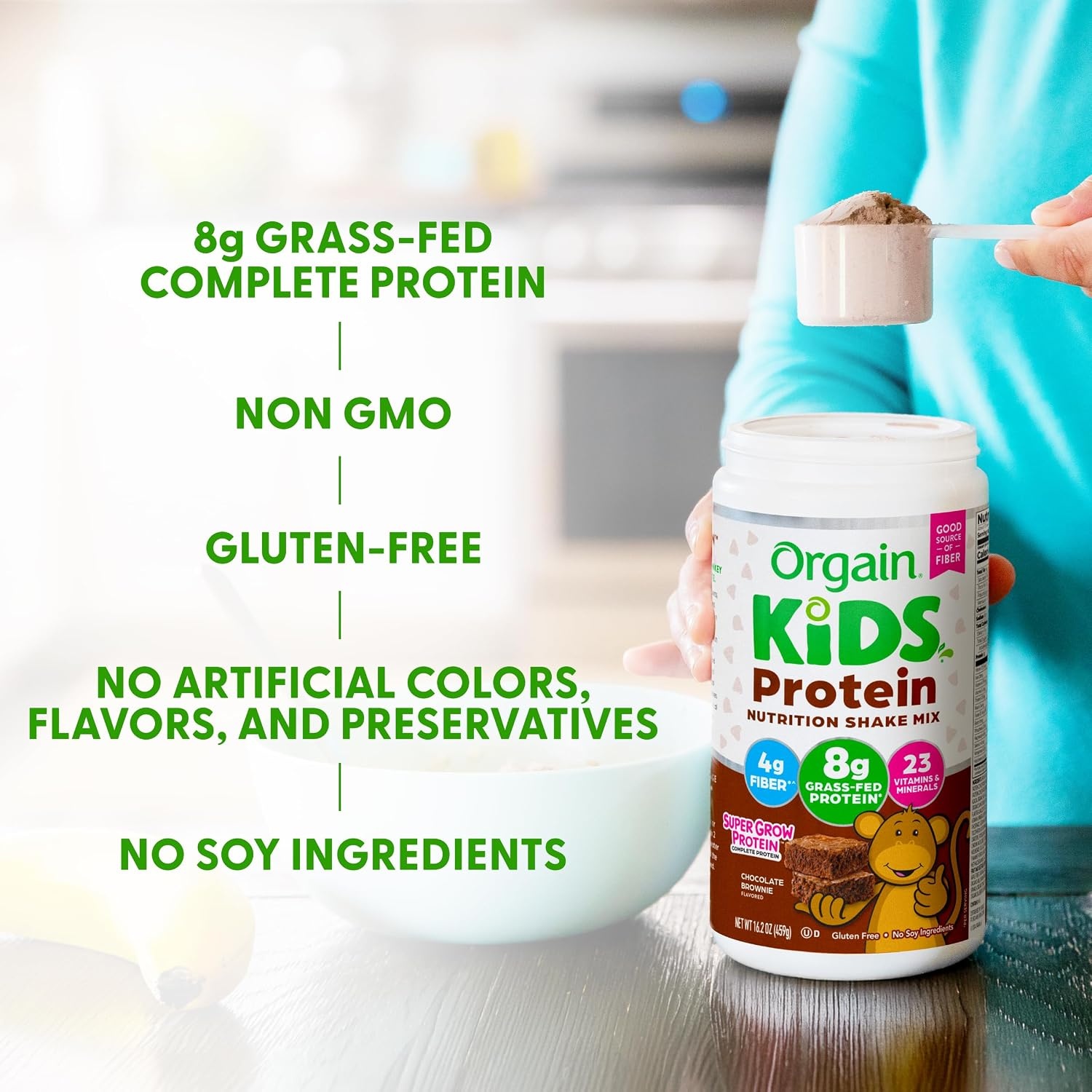 image:imageOrgain Kids 8g GrassFed Dairy Protein Powder Chocolate Brownie 1lbChocolate Brownie