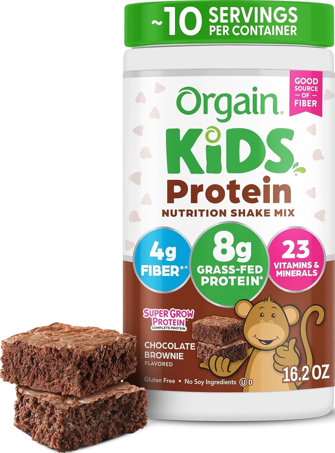 image:imageOrgain Kids 8g GrassFed Dairy Protein Powder Chocolate Brownie 1lbChocolate Brownie