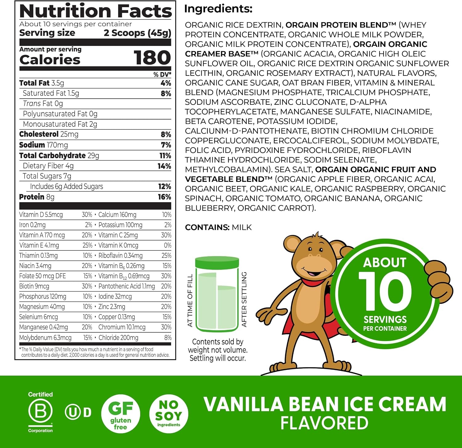 image:imageOrgain Kids 8g GrassFed Dairy Protein Powder Chocolate Brownie 1lbVanilla
