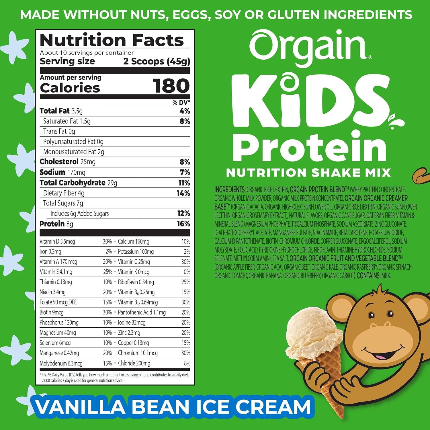 image:imageOrgain Kids 8g GrassFed Dairy Protein Powder Chocolate Brownie 1lbVanilla