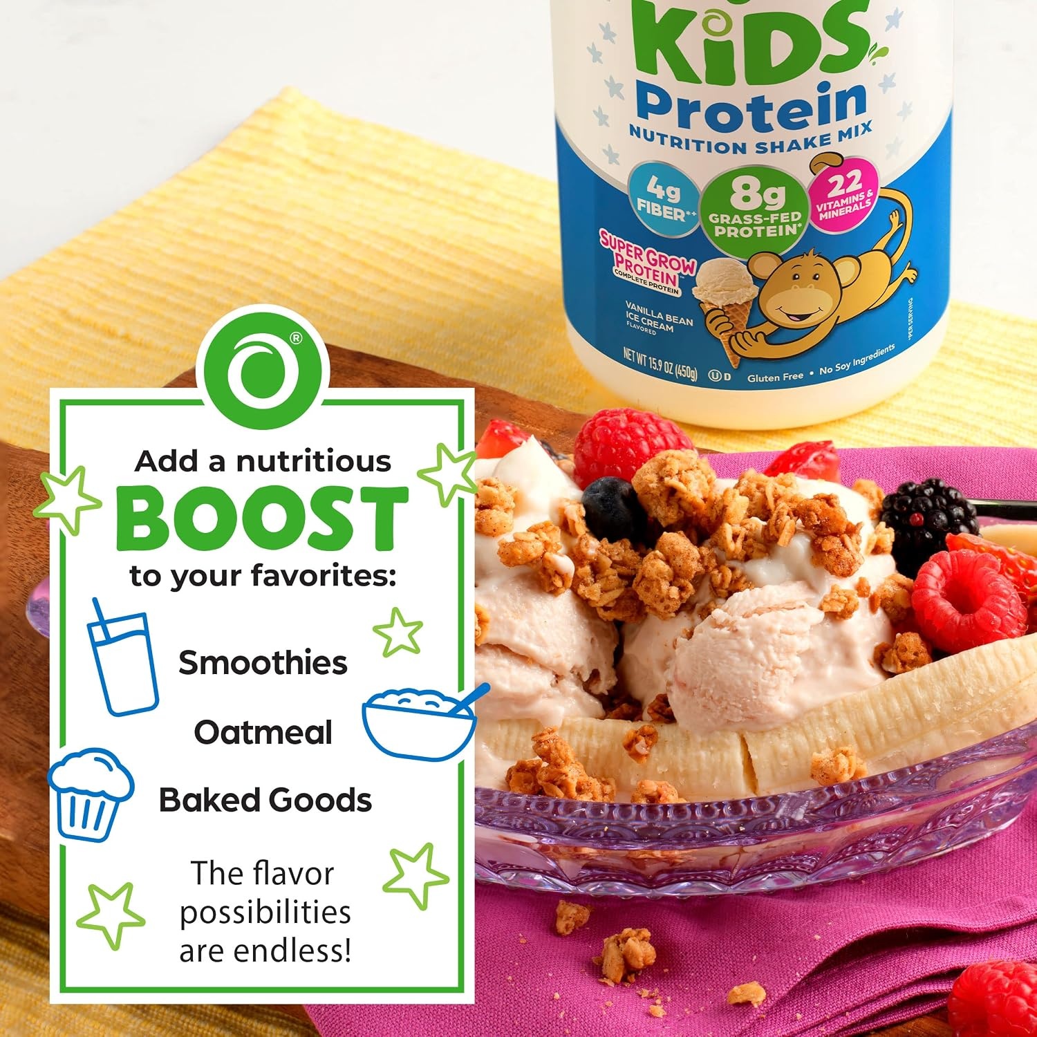 image:imageOrgain Kids 8g GrassFed Dairy Protein Powder Chocolate Brownie 1lbVanilla