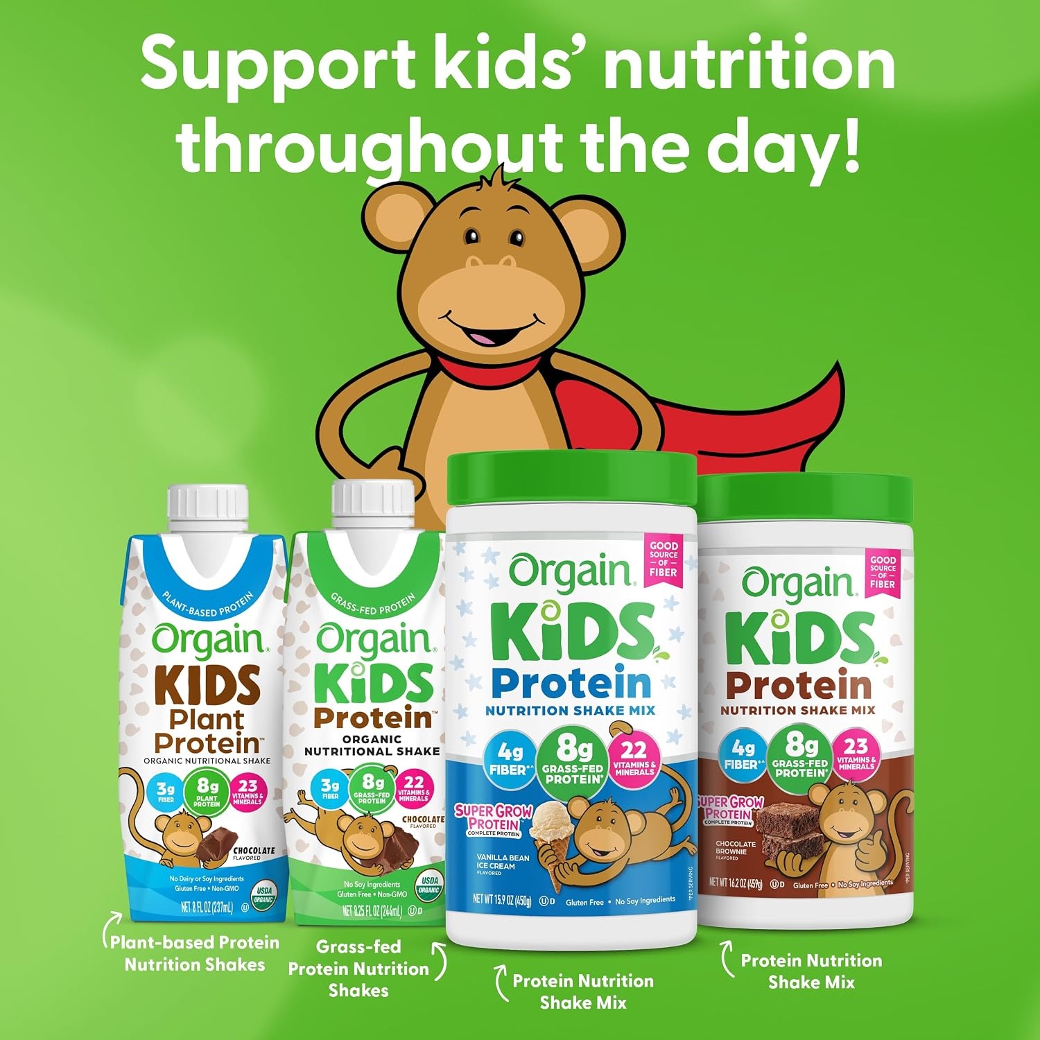 image:imageOrgain Kids 8g GrassFed Dairy Protein Powder Chocolate Brownie 1lbVanilla
