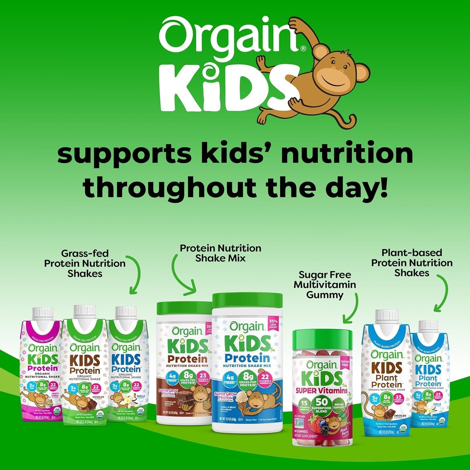 image:imageOrgain Kids 8g GrassFed Dairy Protein Powder Chocolate Brownie 1lbVanilla