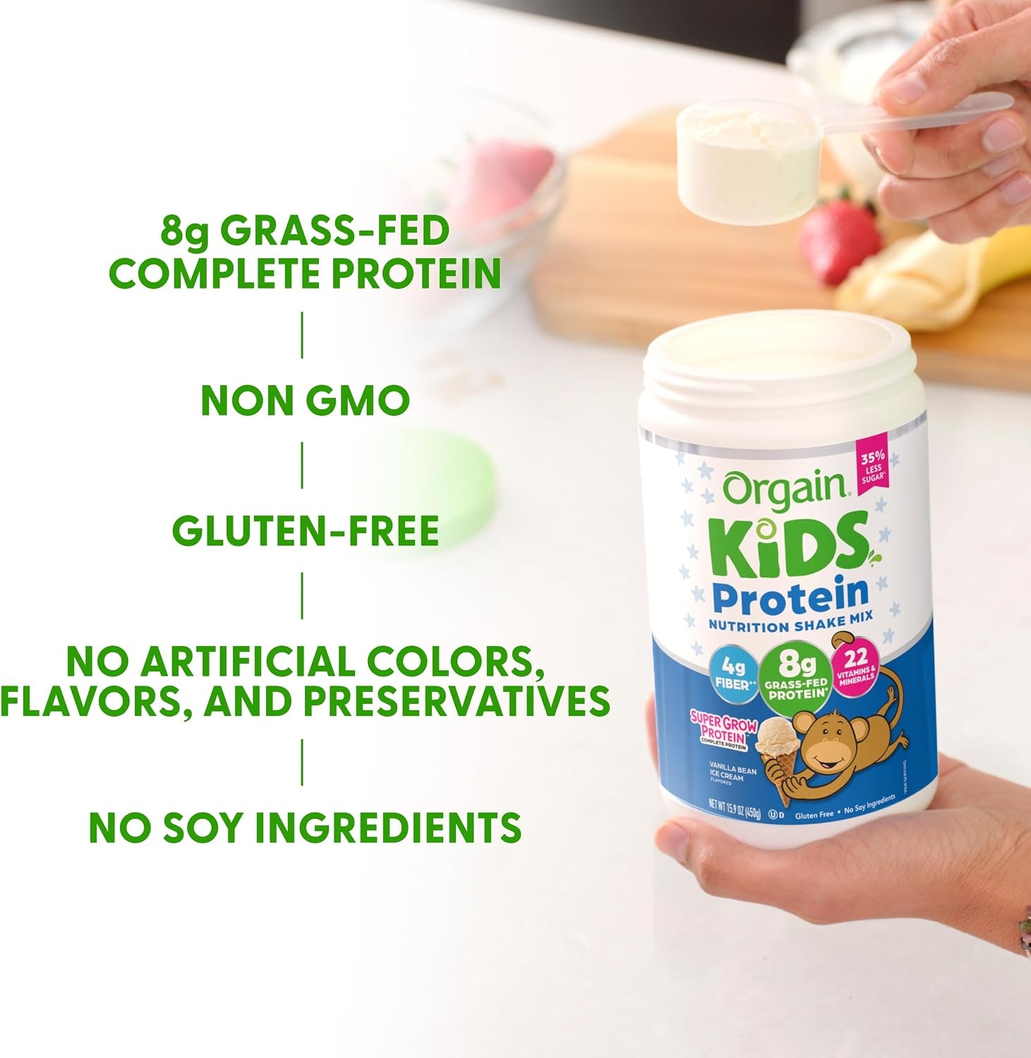 image:imageOrgain Kids 8g GrassFed Dairy Protein Powder Chocolate Brownie 1lbVanilla