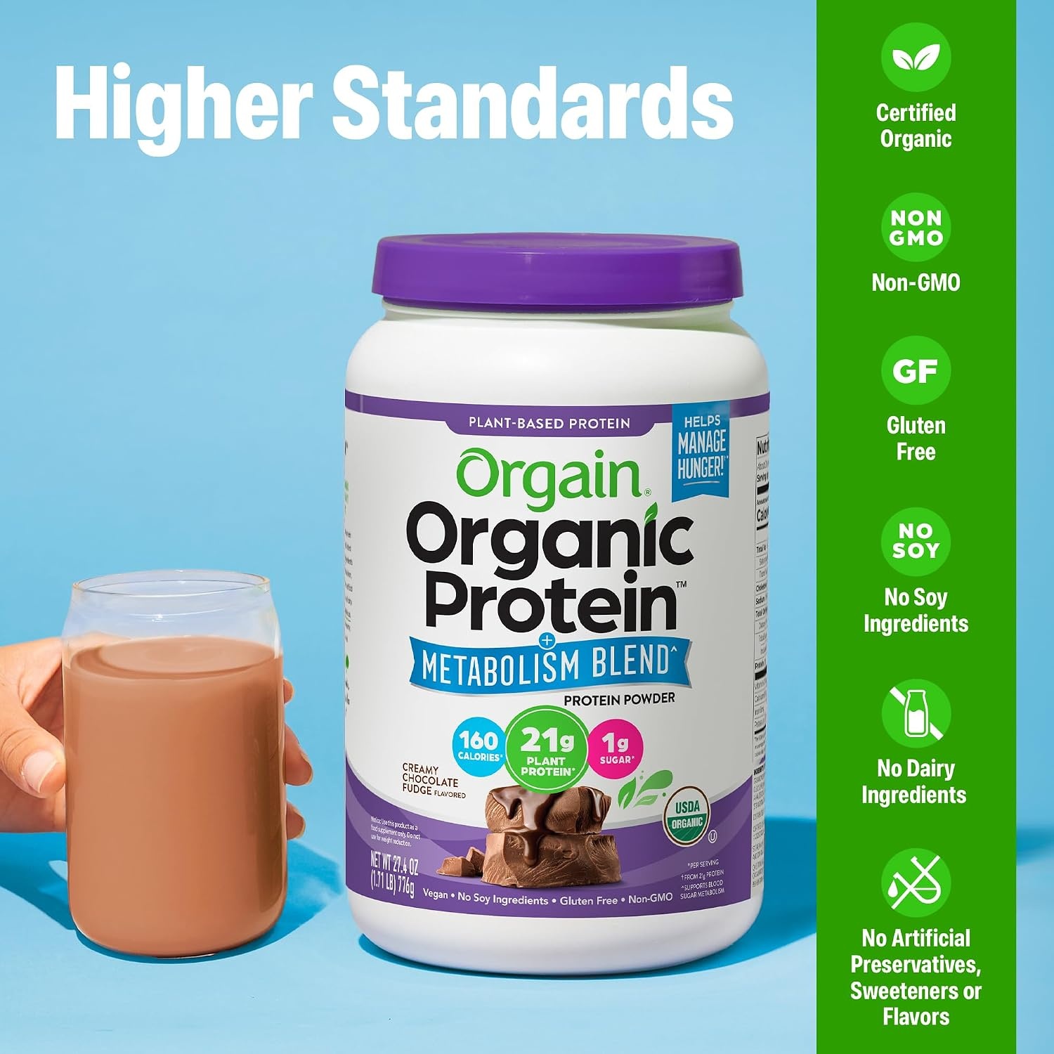 image:imageOrgain Organic 21g Vegan Protein Metabolism Powder Vanilla 171lbChocolate Fudge