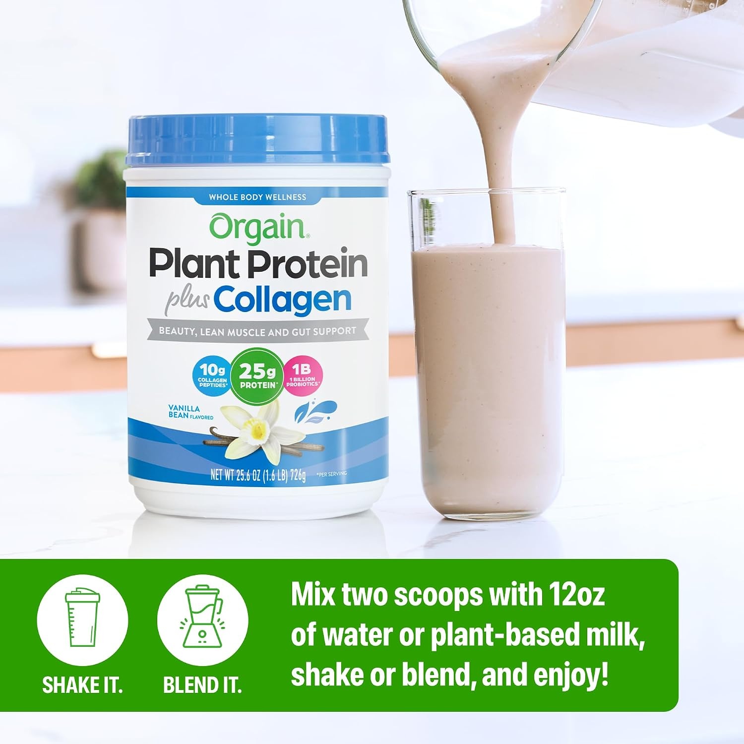 image:imageOrgain Organic 25g Protein 10g Collagen Powder Chocolate Fudge 16lbVanilla