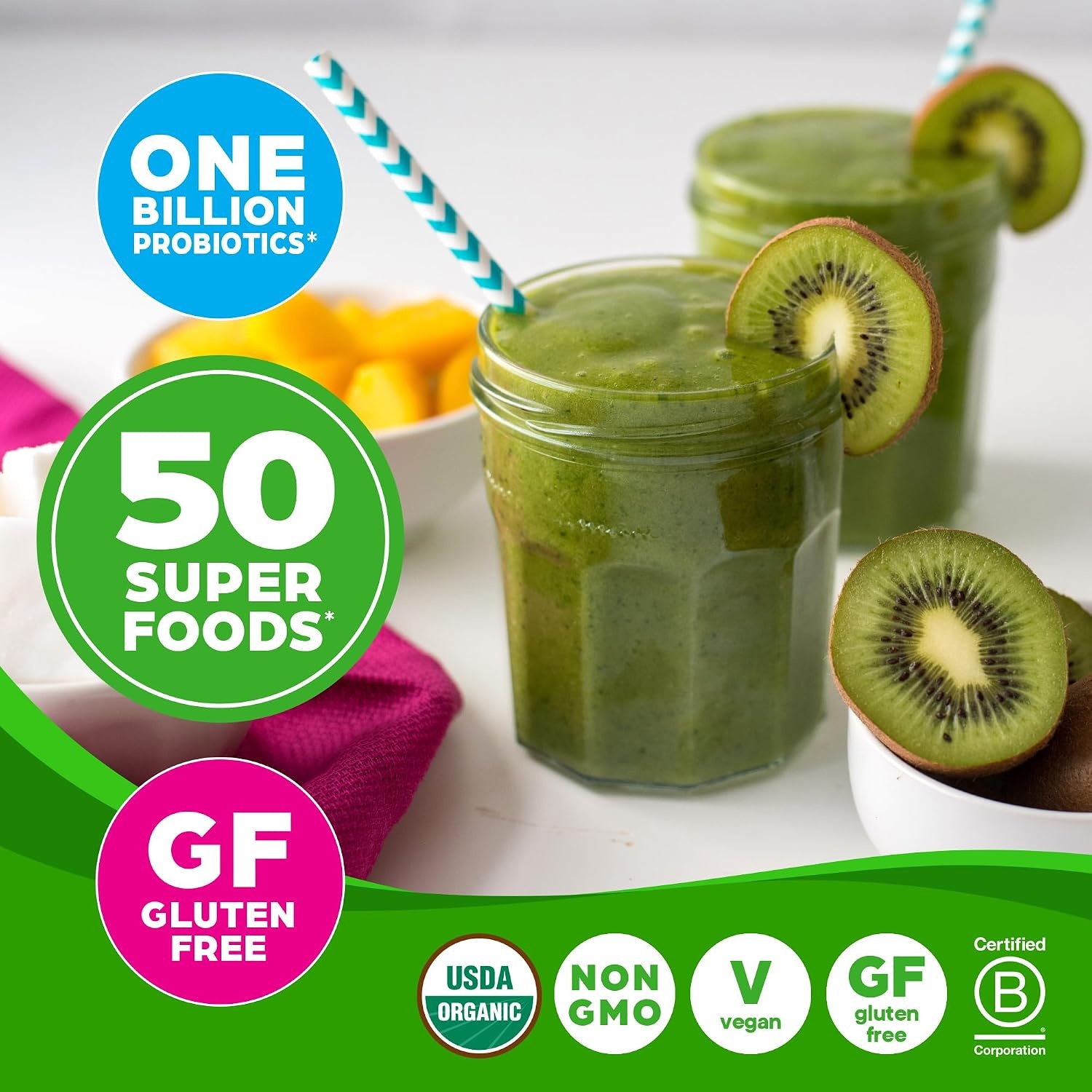 image:imageOrgain Organic Greens Powder 50 Superfoods Probiotics Berry 062 lbOriginal