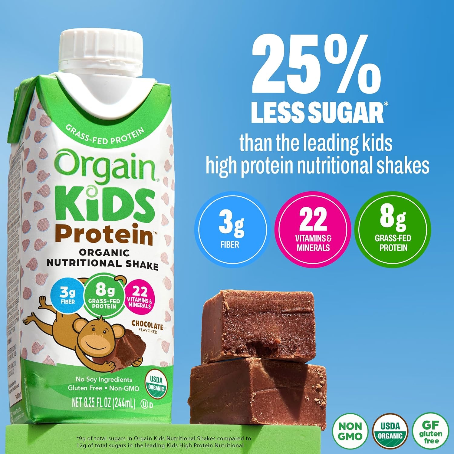 image:imageOrgain Organic Kids Dairy 8g Protein Shake Chocolate 825 oz 4pkChocolate