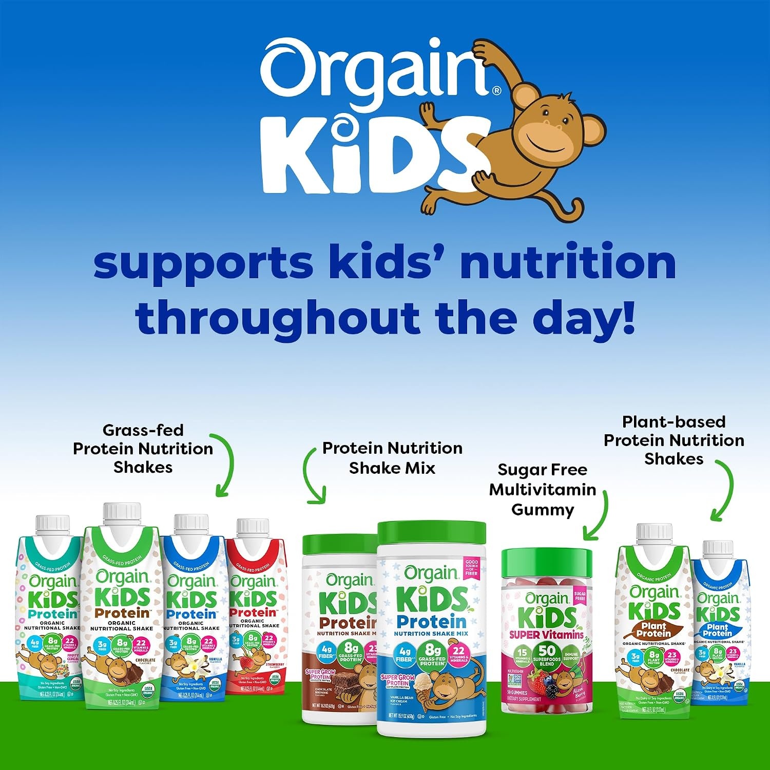 image:imageOrgain Organic Kids Dairy 8g Protein Shake Fruity Cereal 825 oz 12pkStrawberry
