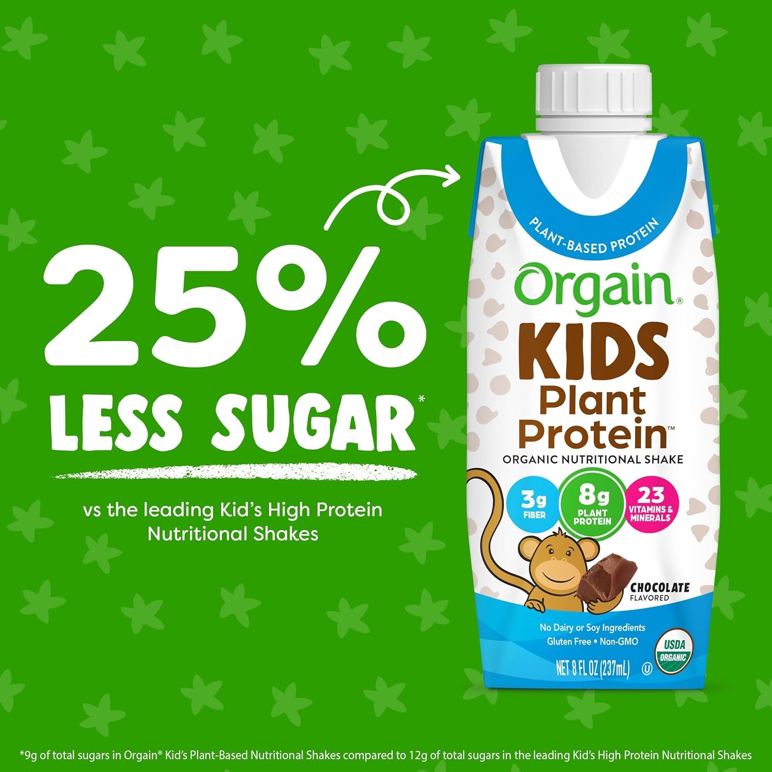 image:imageOrgain Organic Kids Nutritional Vegan Protein Shakes Chocolate Healthy Kids Snacks 8g Plant Protein 23 Vitamins amp Minerals 3g Fiber No Dairy amp Soy NonGMO 8 Fl Oz 12 Pack Packaging May VaryChocolate