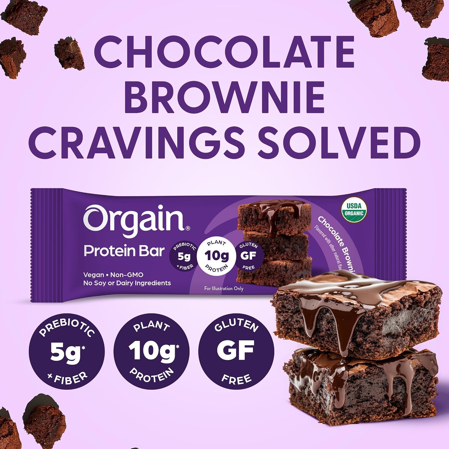 image:imageOrgain Organic Vegan 10g Protein Bars Peanut Butter 12 PkChocolate Brownie