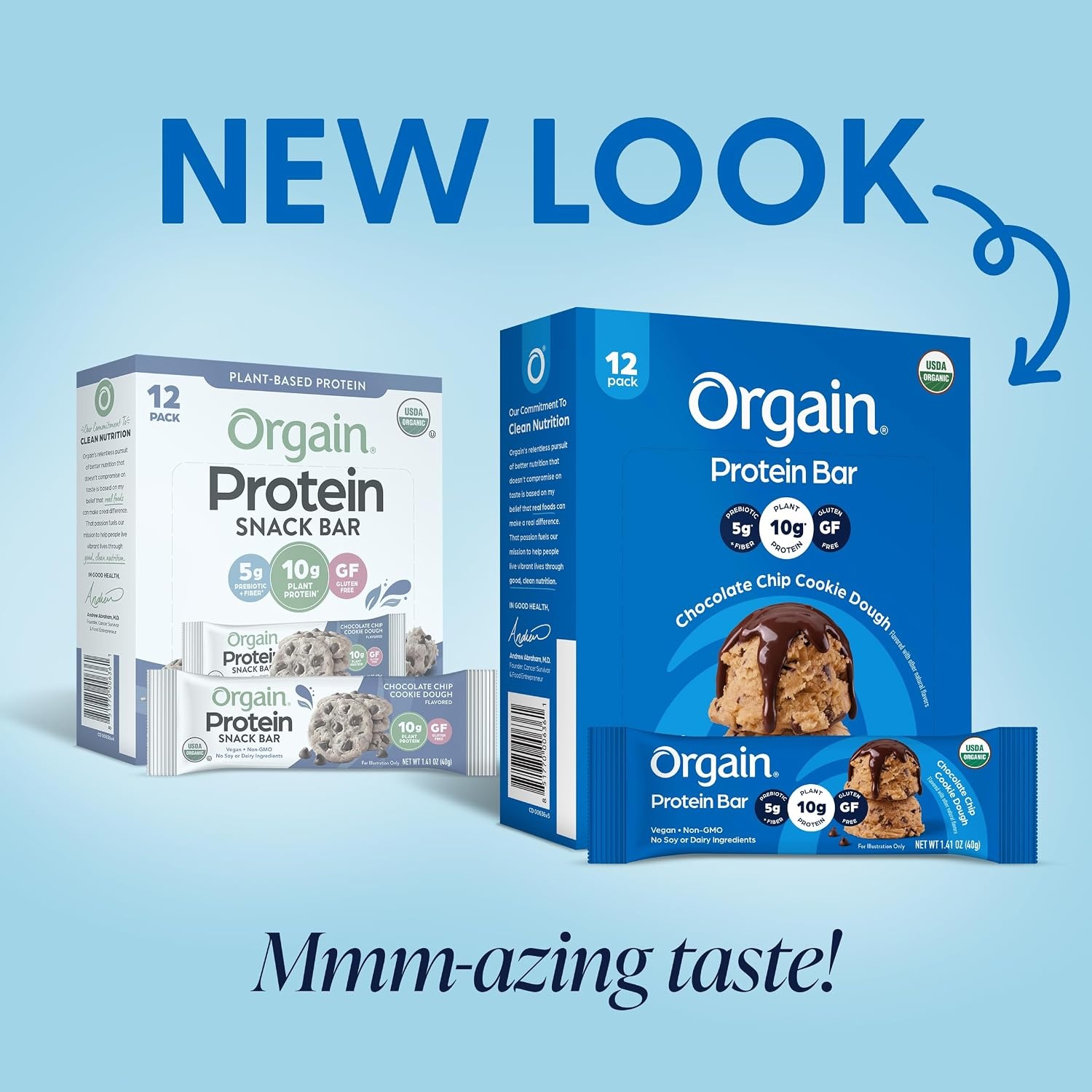 image:imageOrgain Organic Vegan 10g Protein Bars Peanut Butter 12 PkChocolate Chip Cookie Dough