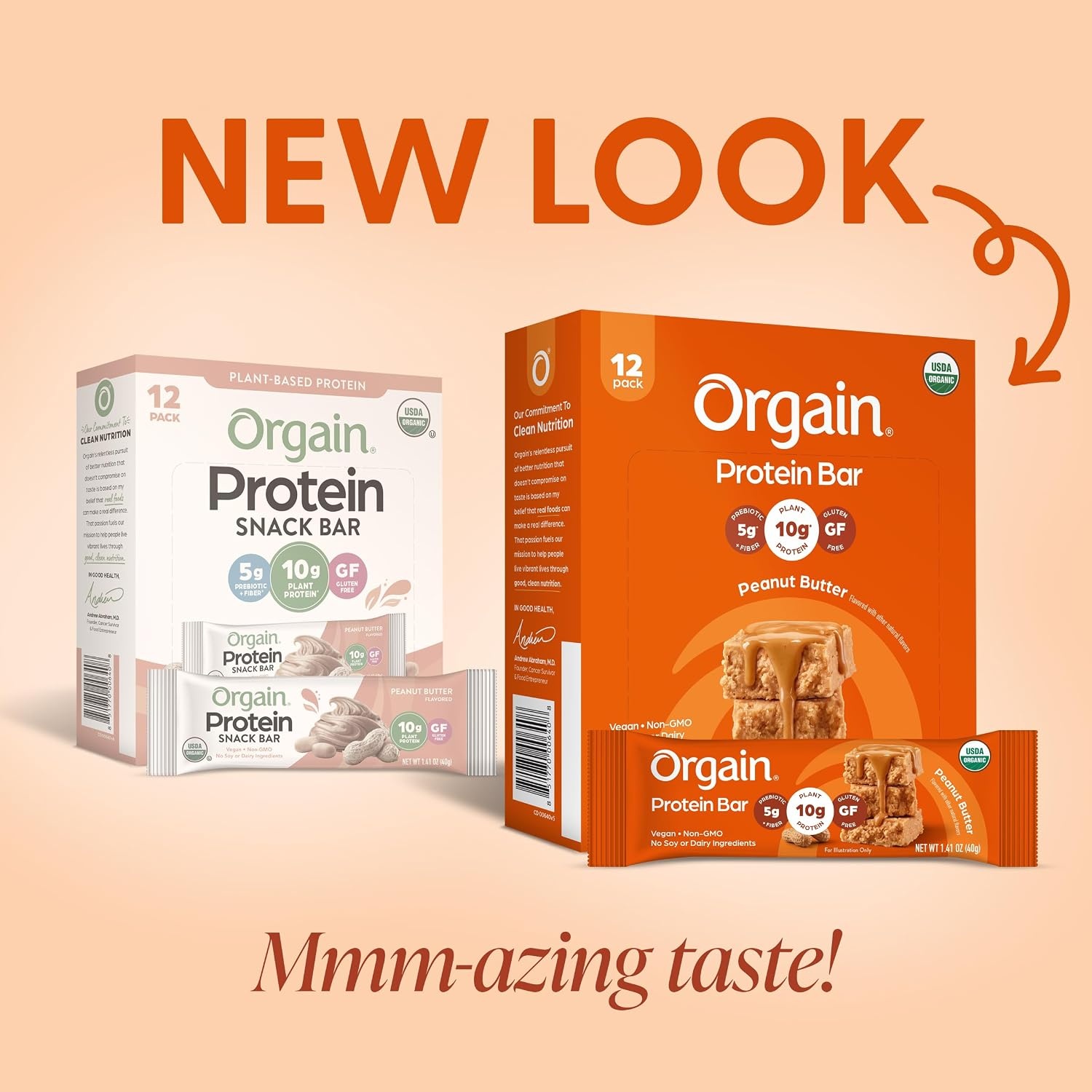 image:imageOrgain Organic Vegan 10g Protein Bars Peanut Butter 12 PkPeanut Butter