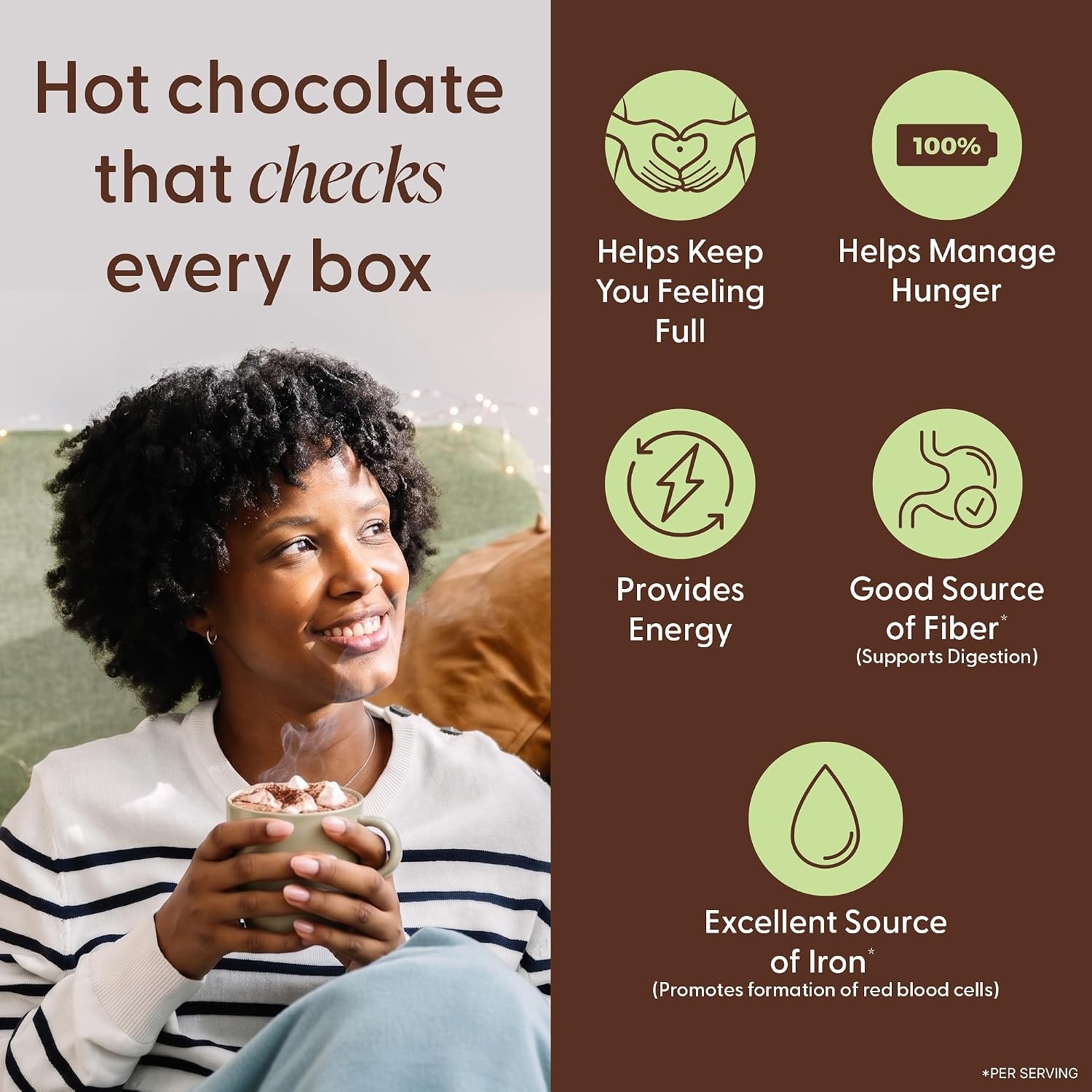 image:imageOrgain Organic Vegan 10g Protein Hot Cocoa Mix Chocolate 078 oz 10 Pack
